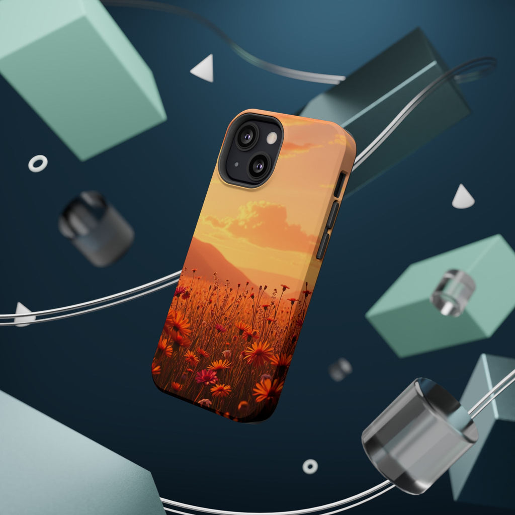 iPhone Sunset Amber And Peach Wildflower Field Soft iPhone Finish · iPhone Case