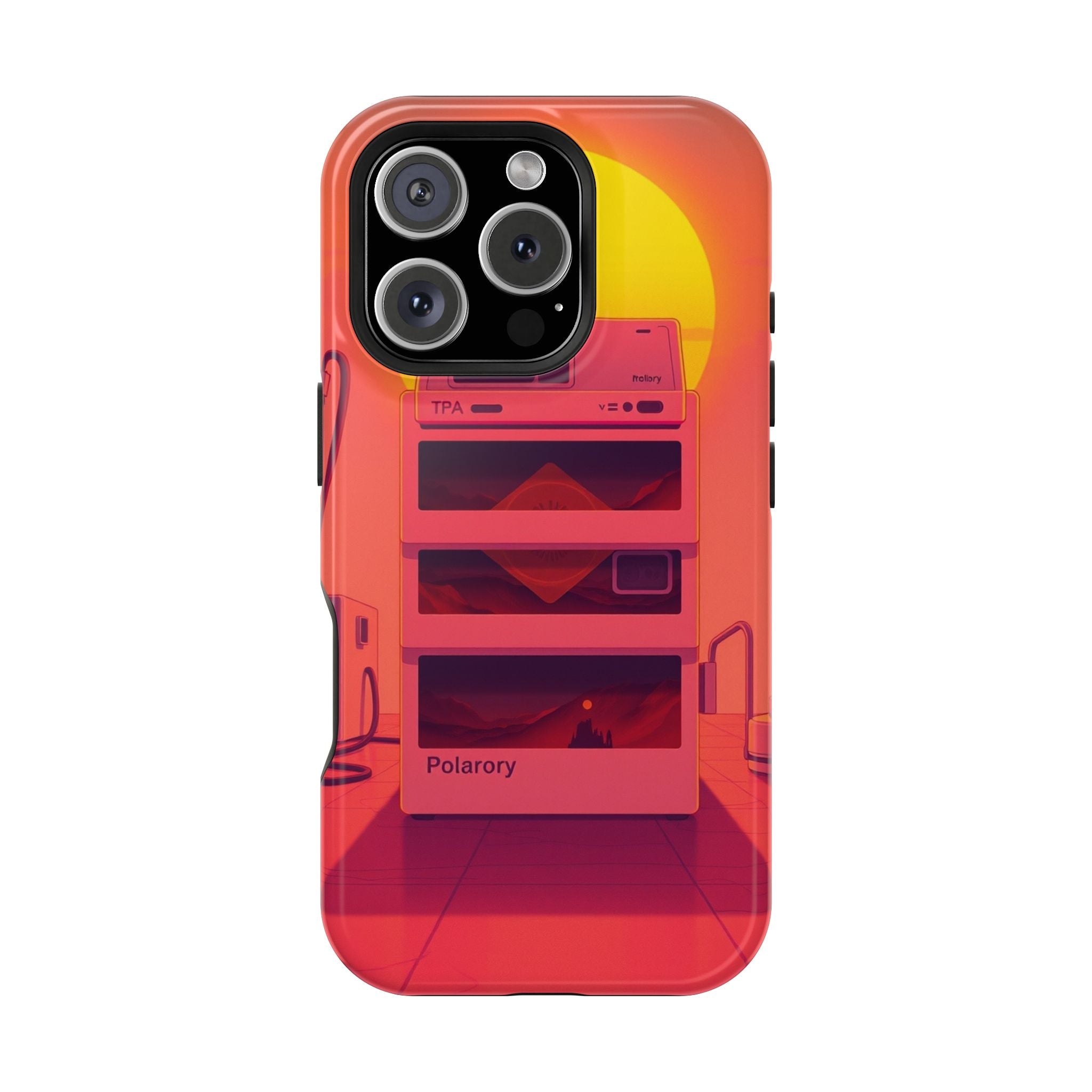 iPhone Polaroid Stack Memory Neon Cyberpunk Slim Everyday Designer Case · iPhone