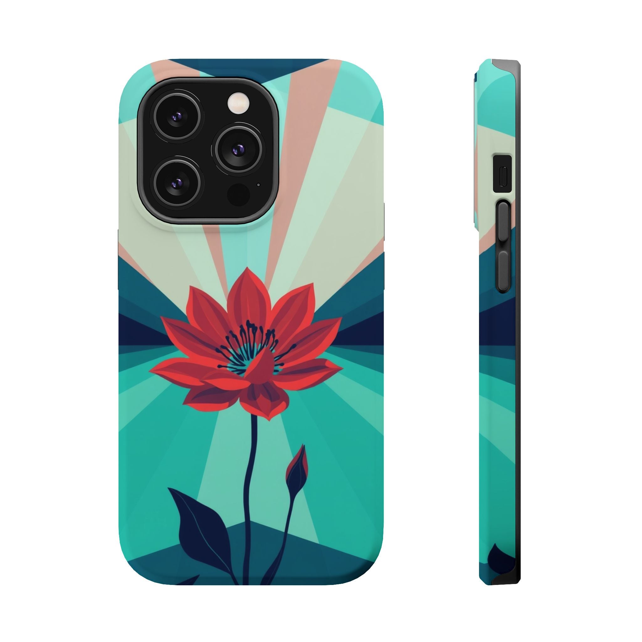 iPhone Teal And Coral Night Bloomer Slim Everyday Designer Case · iPhone Case