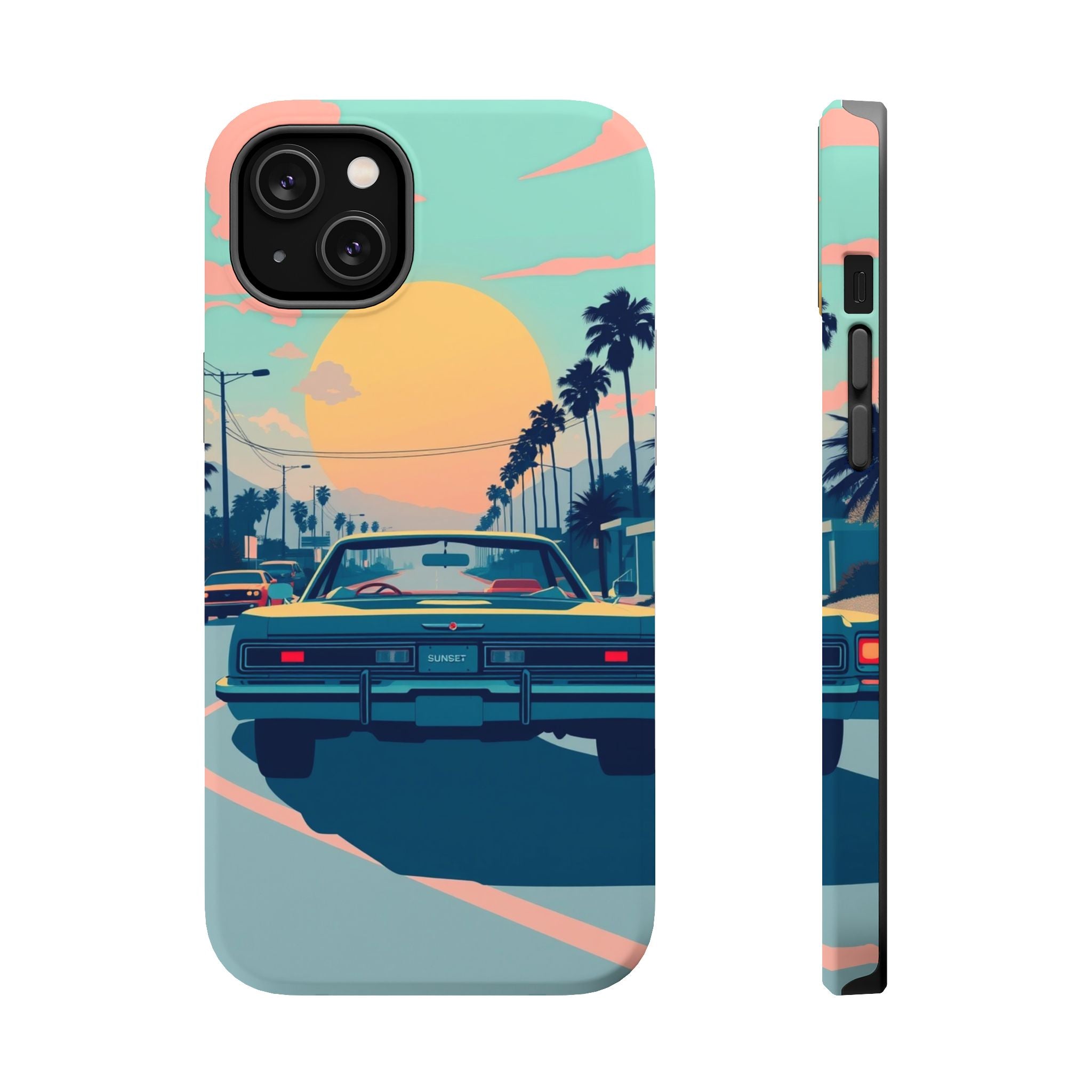 iPhone Sunset Drive 80s Pop Art Bold Slim Everyday Designer Case · iPhone Case