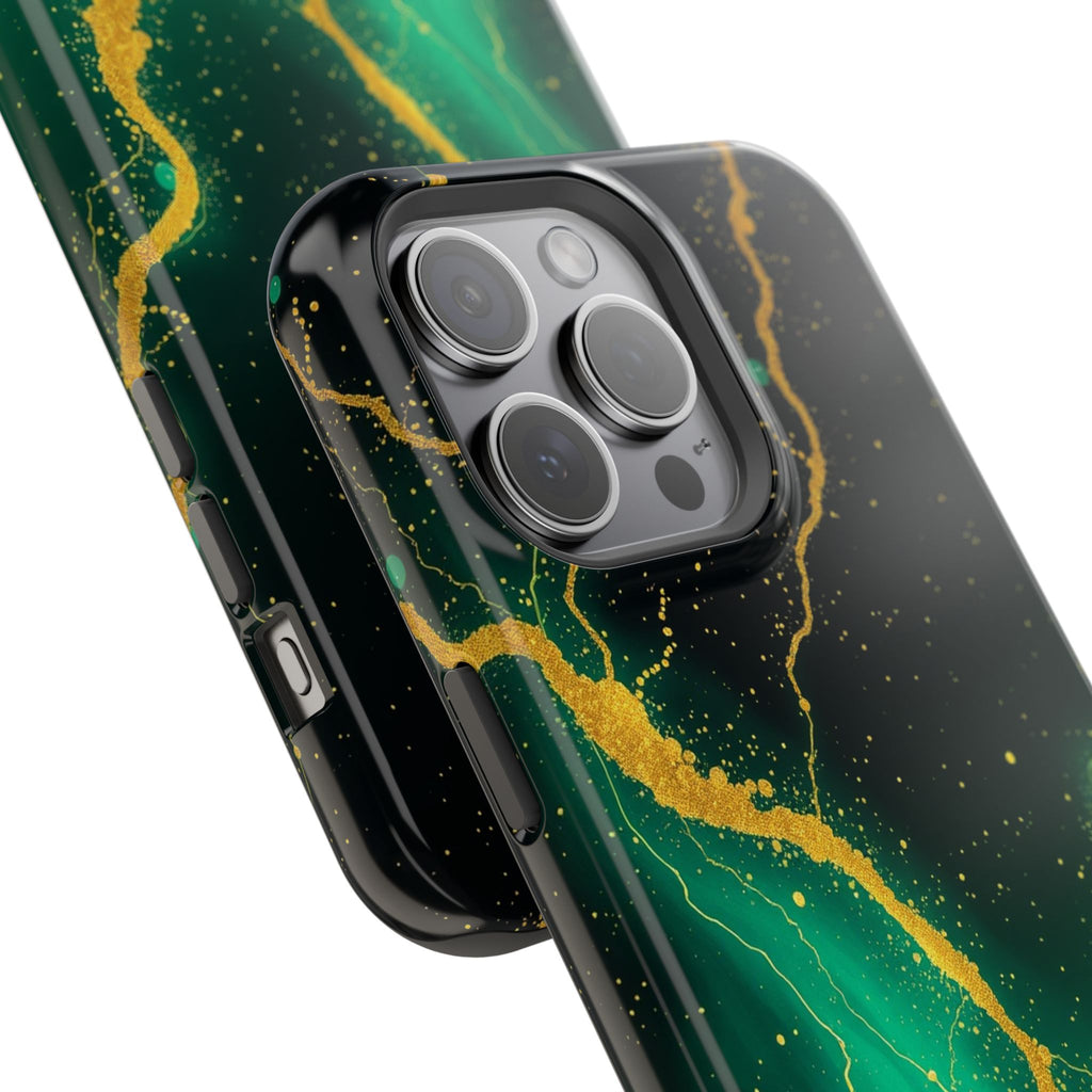 iPhone Emerald Green And Gold Petal Storm Slim iPhone Everyday Designer · iPhone