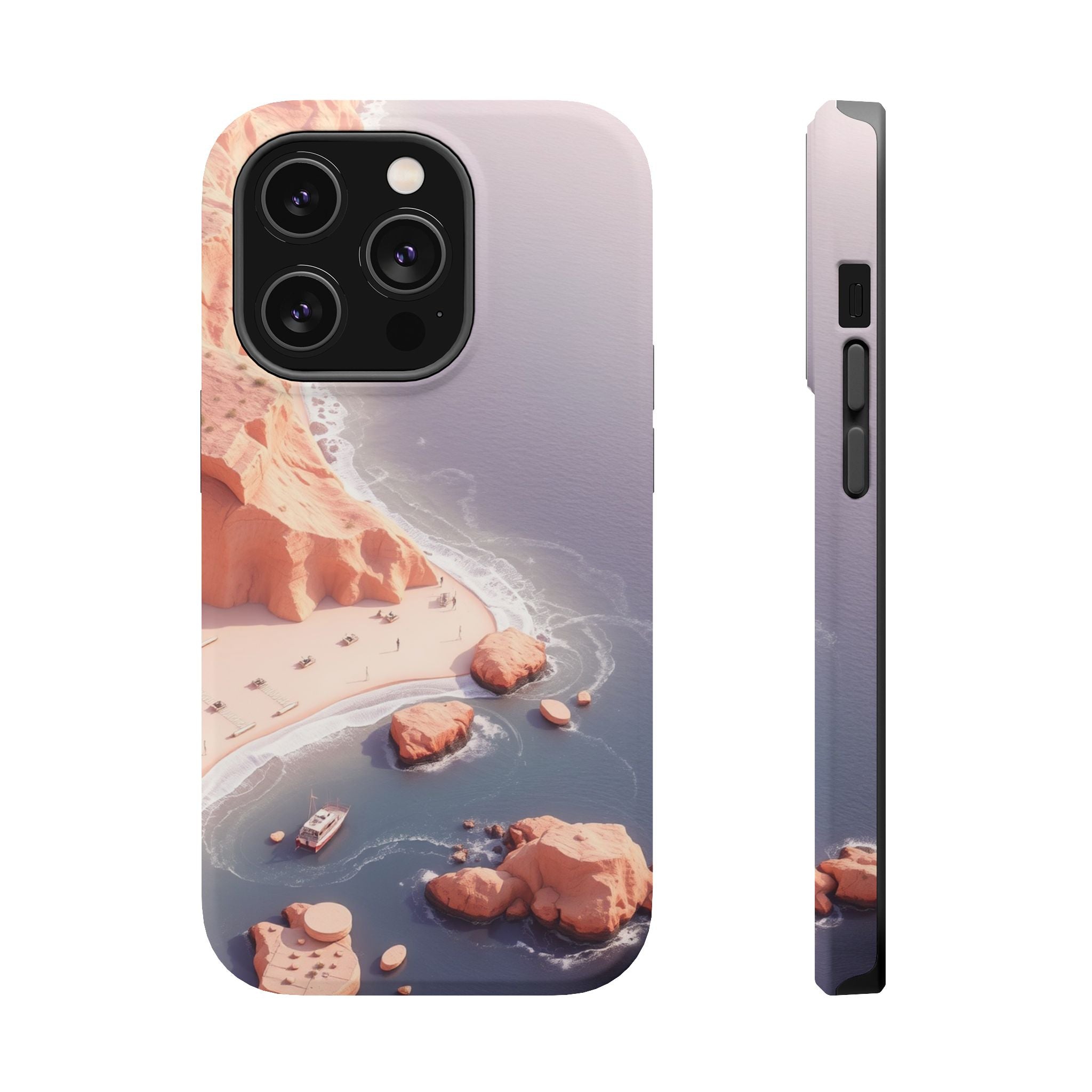 iPhone Rose Pink And Cream Shoreline Aerial Soft iPhone 17 Finish · iPhone Case