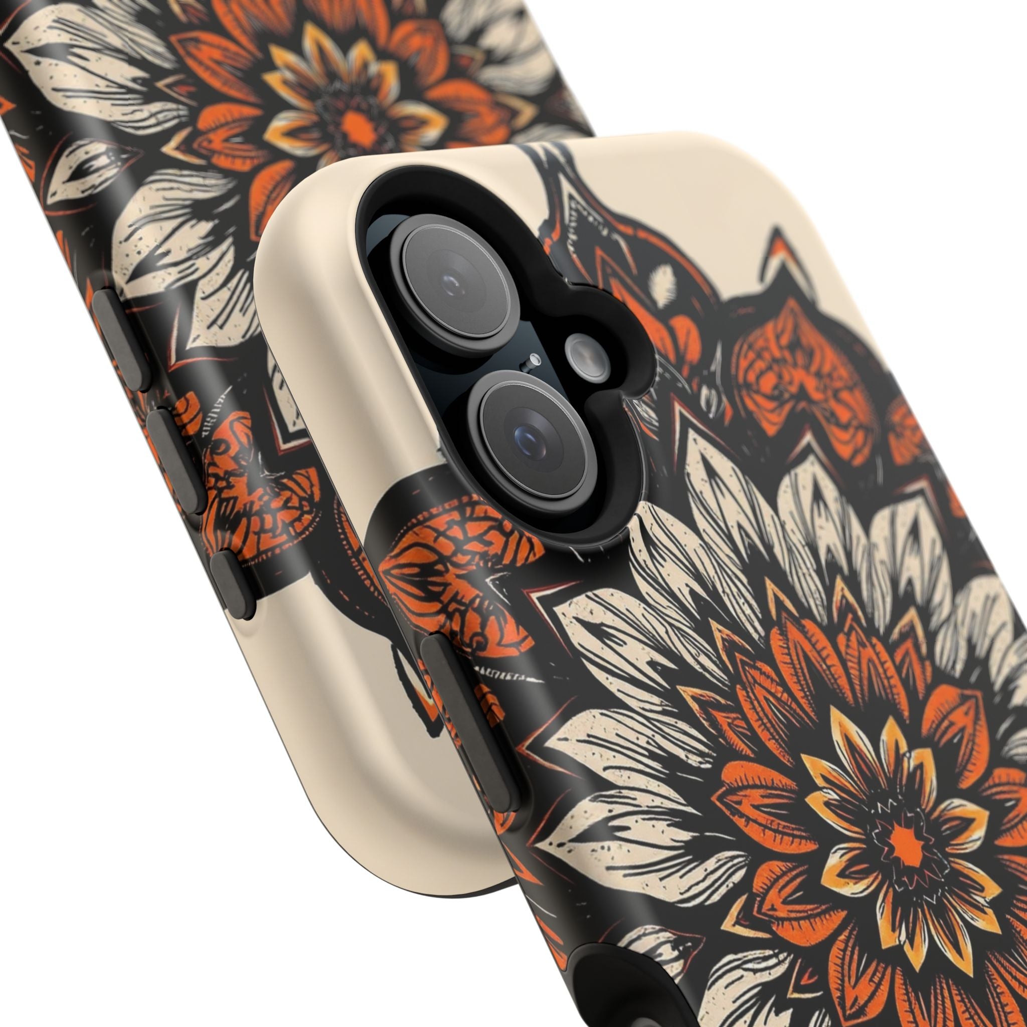 iPhone Burnt Orange And Sand Floral Mandala Slim Snap Cas Carry Case · iPhone Ca