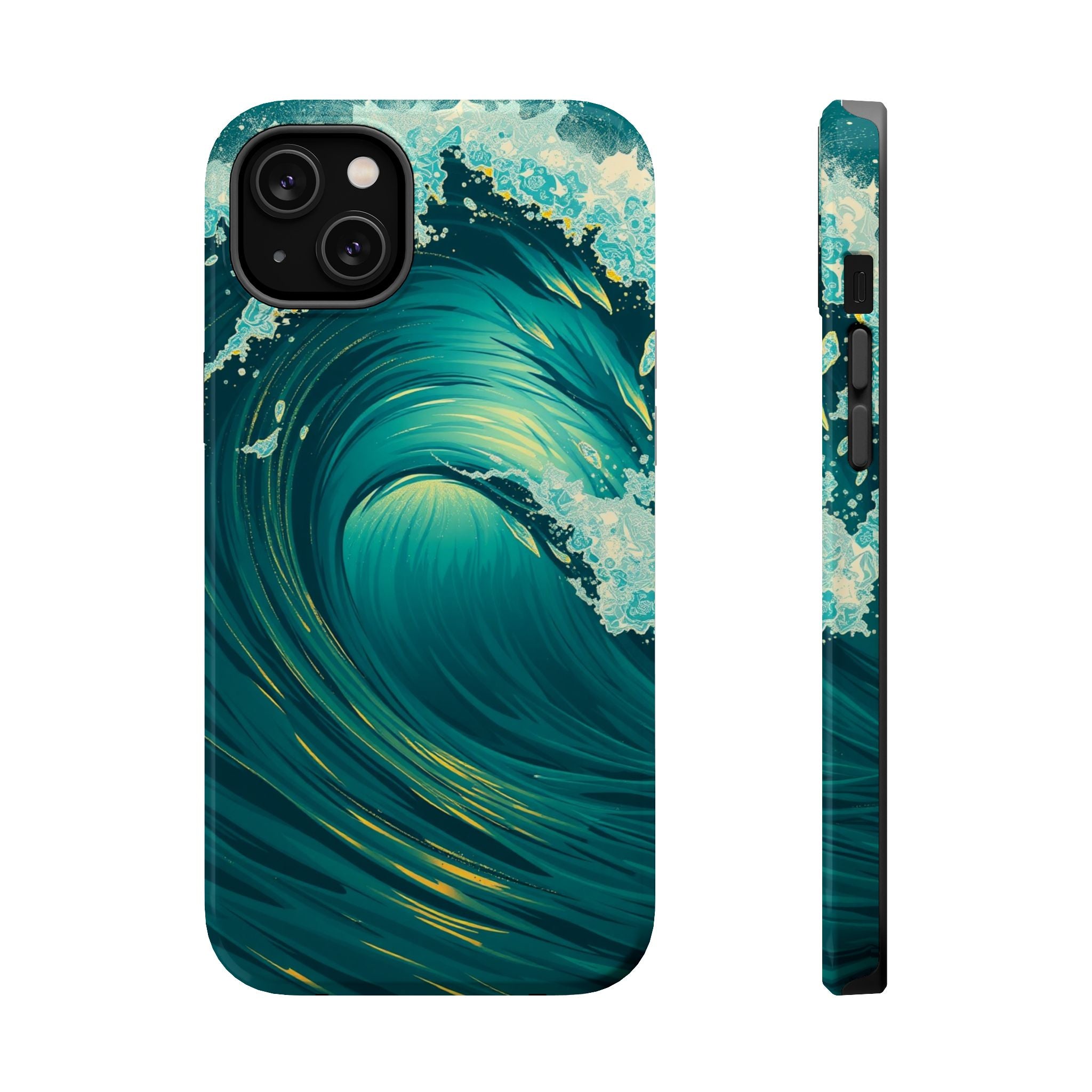 iPhone Emerald Green And Gold Ocean Wave Crash Soft iPhone Finish · iPhone Case