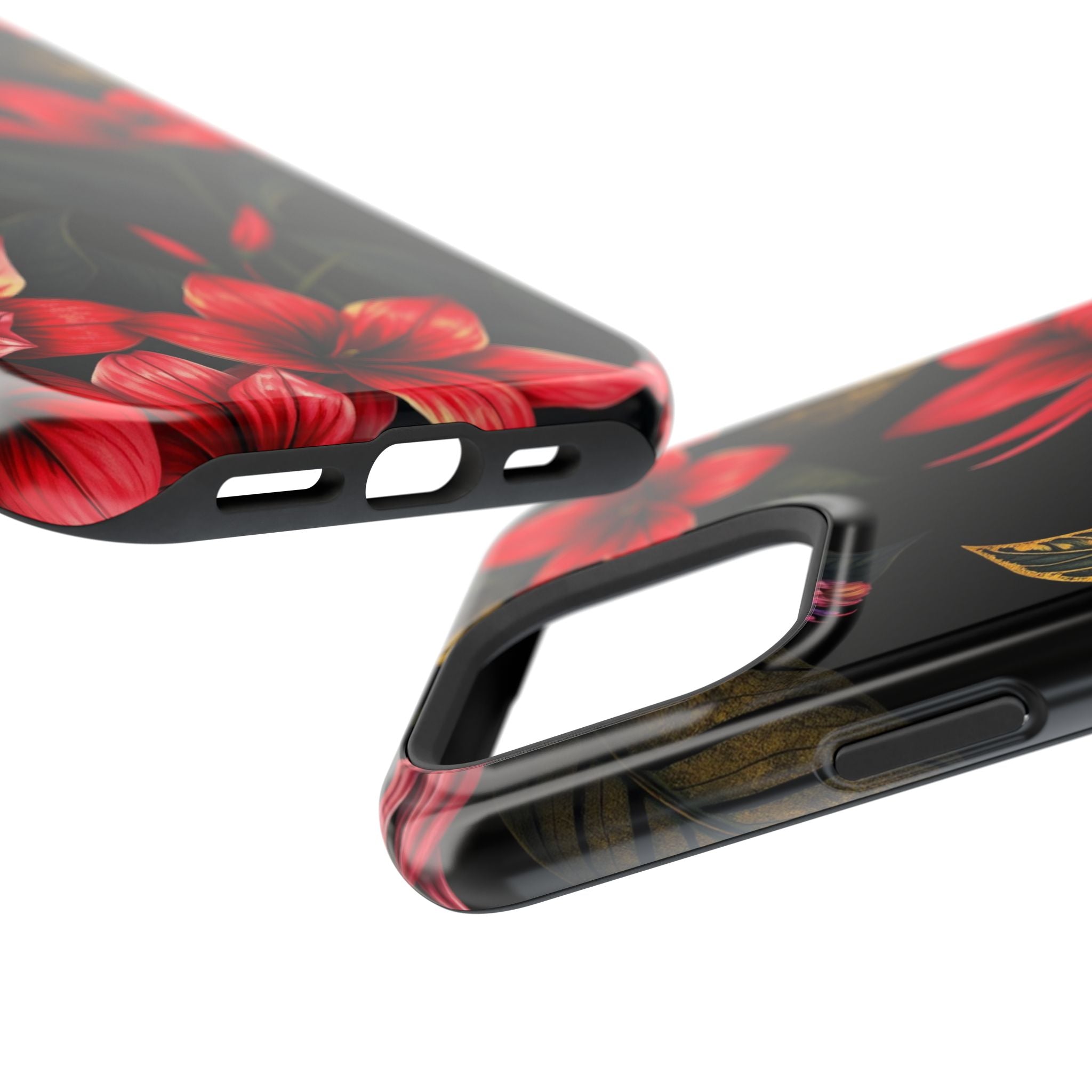 iPhone Black And Crimson Jungle Floral Slim Everyday Designer Case · iPhone Case