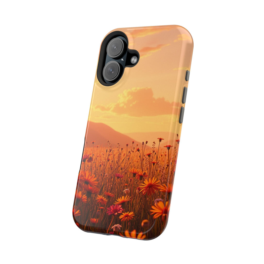 iPhone Sunset Amber And Peach Wildflower Field Soft iPhone Finish · iPhone Case