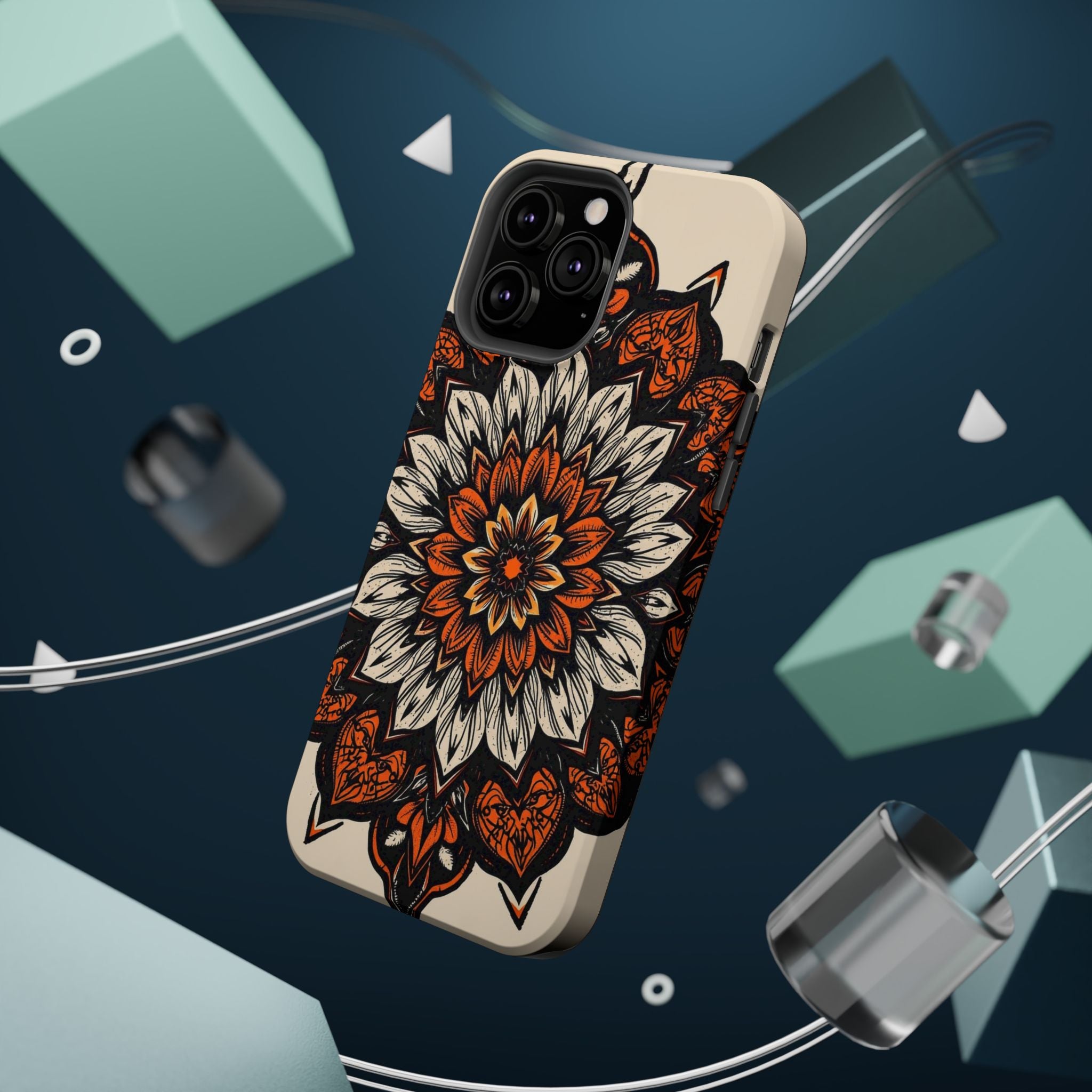 iPhone Burnt Orange And Sand Floral Mandala Slim Snap Cas Carry Case · iPhone Ca