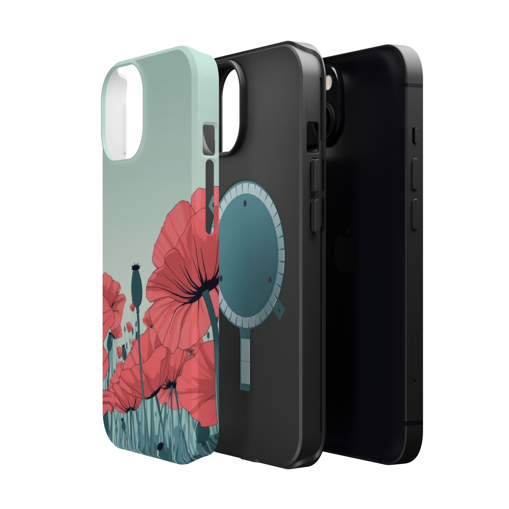 iPhone Mint And Blush Poppy Field Bold Modern Everyday Snap Case · iPhone Case