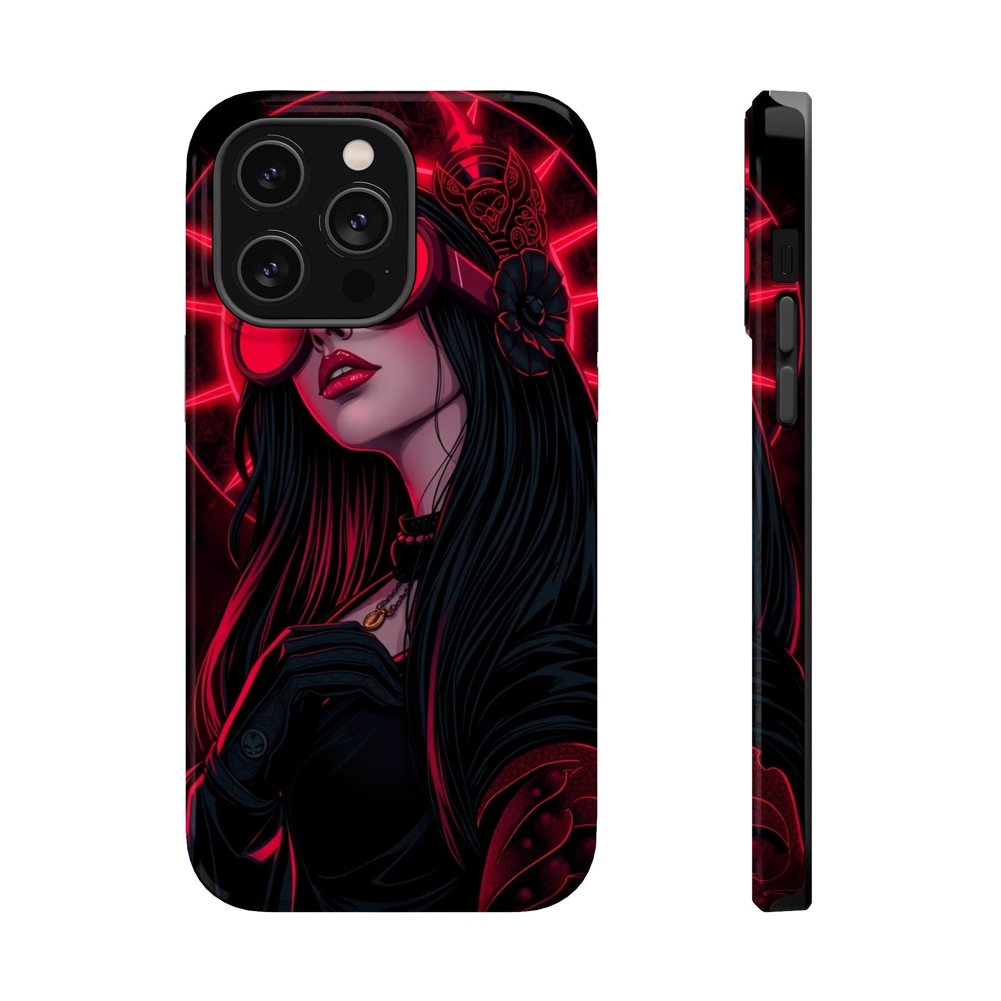 iPhone Black And Crimson Art Nouveau Female Slim Everyday Designer Case · iPhone