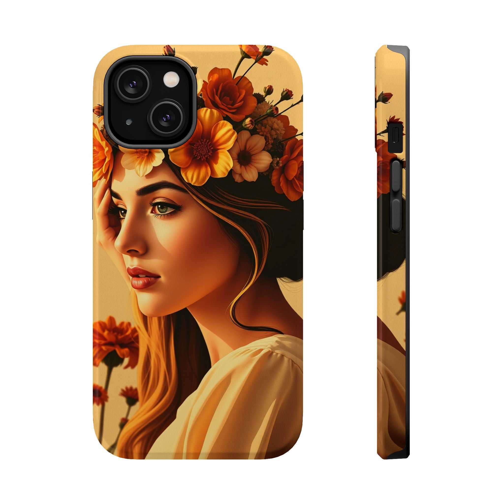 iPhone Mustard And Rust Floral Crown Slim Everyday Designer Case · iPhone Case