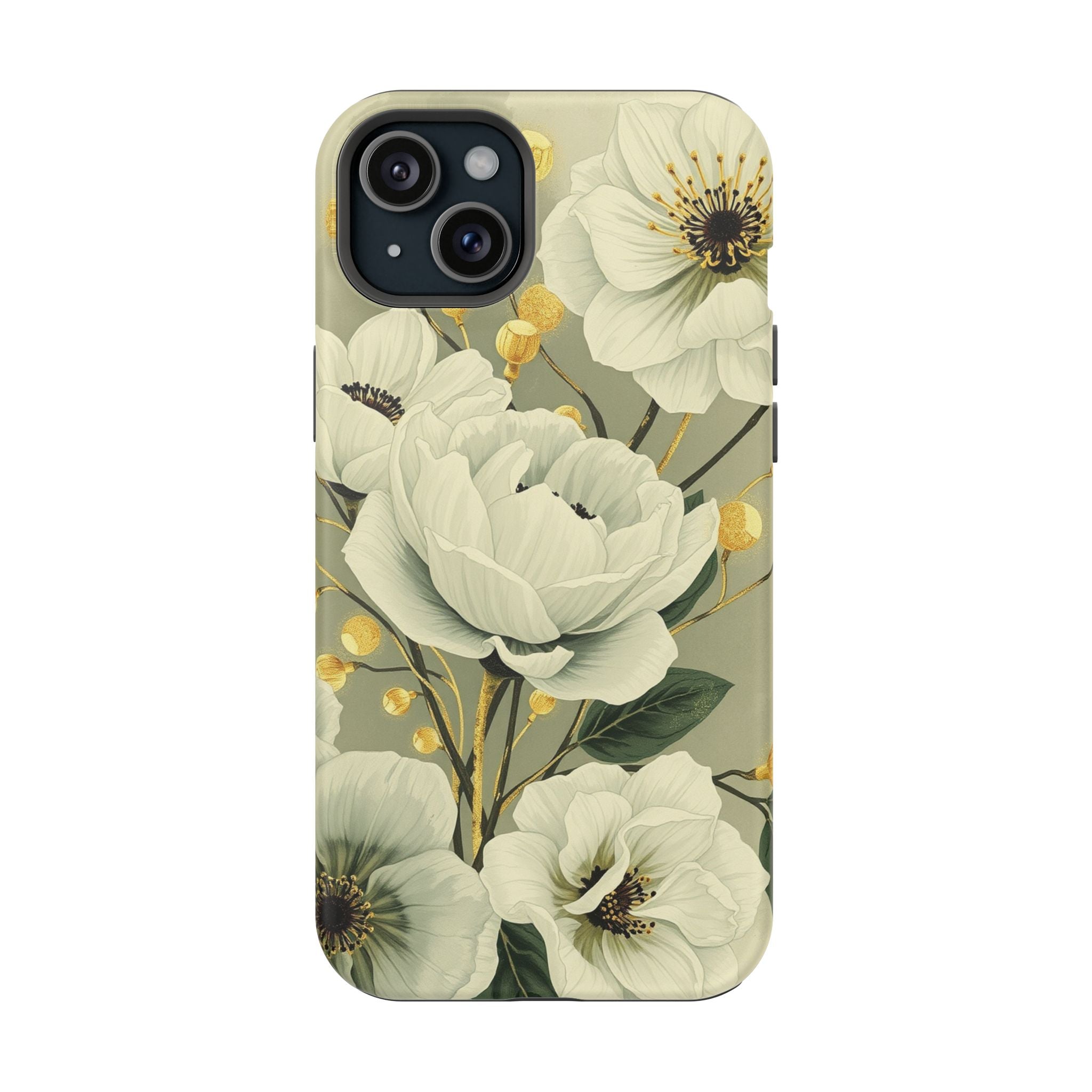 iPhone Sage And Ivory Floral Ink Wash Slim Everyday iPhone 14 Designer · iPhone