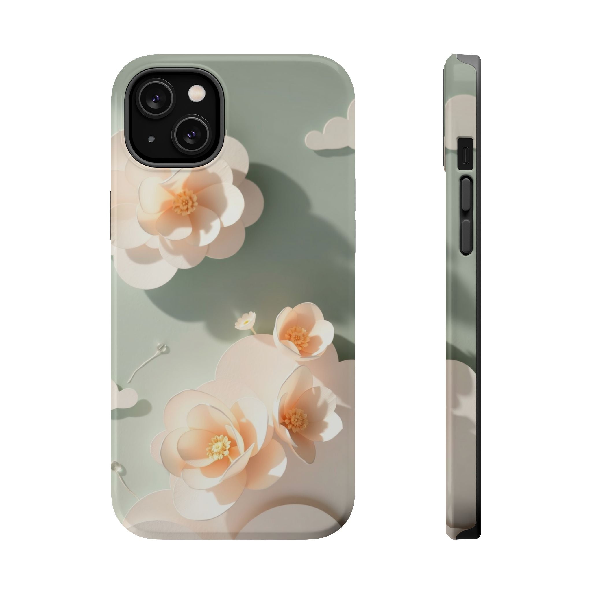 iPhone Sage And Ivory Pastel Floral Cloud Slim iPhone Everyday Designer · iPhone