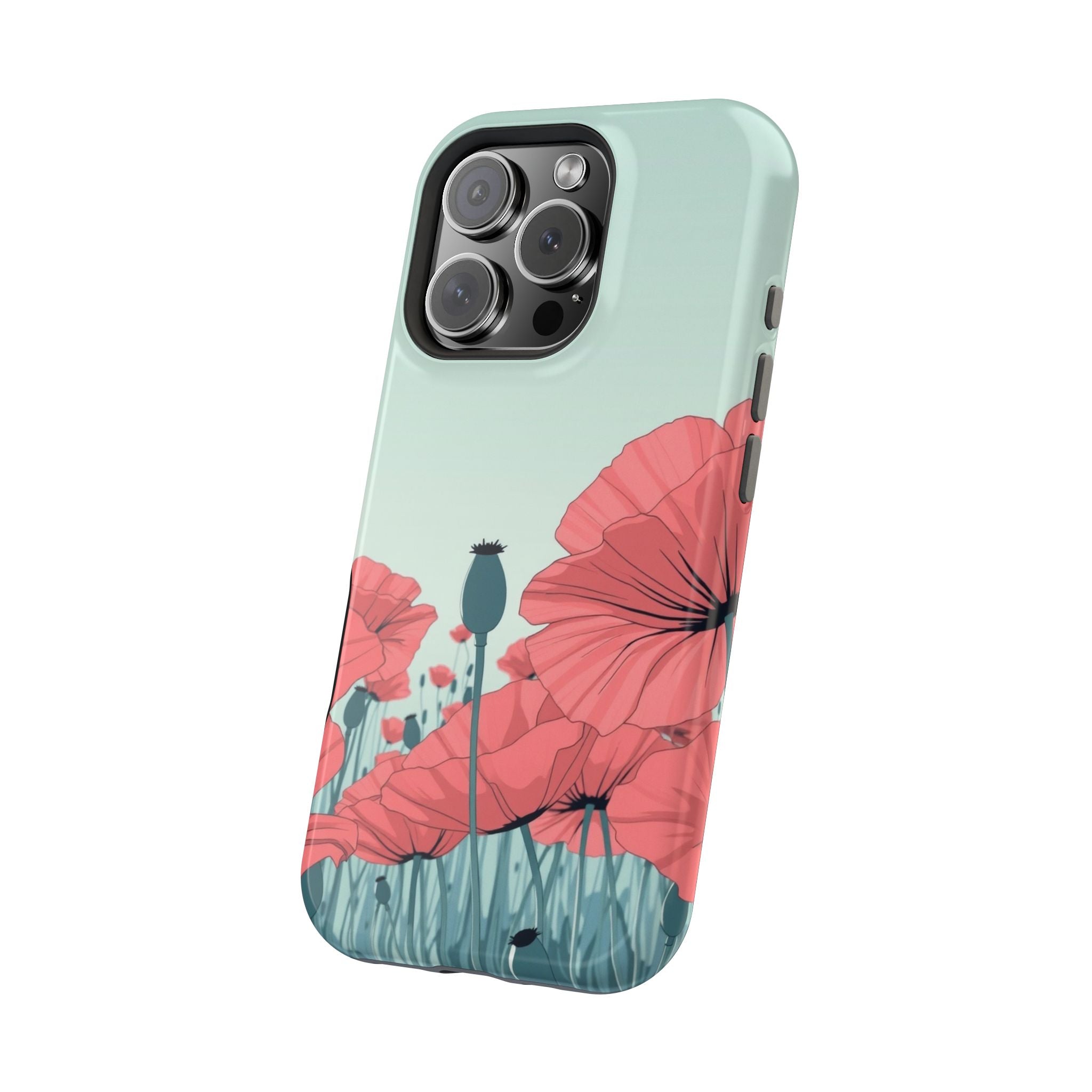 iPhone Mint And Blush Poppy Field Bold Modern Everyday Snap Case · iPhone Case