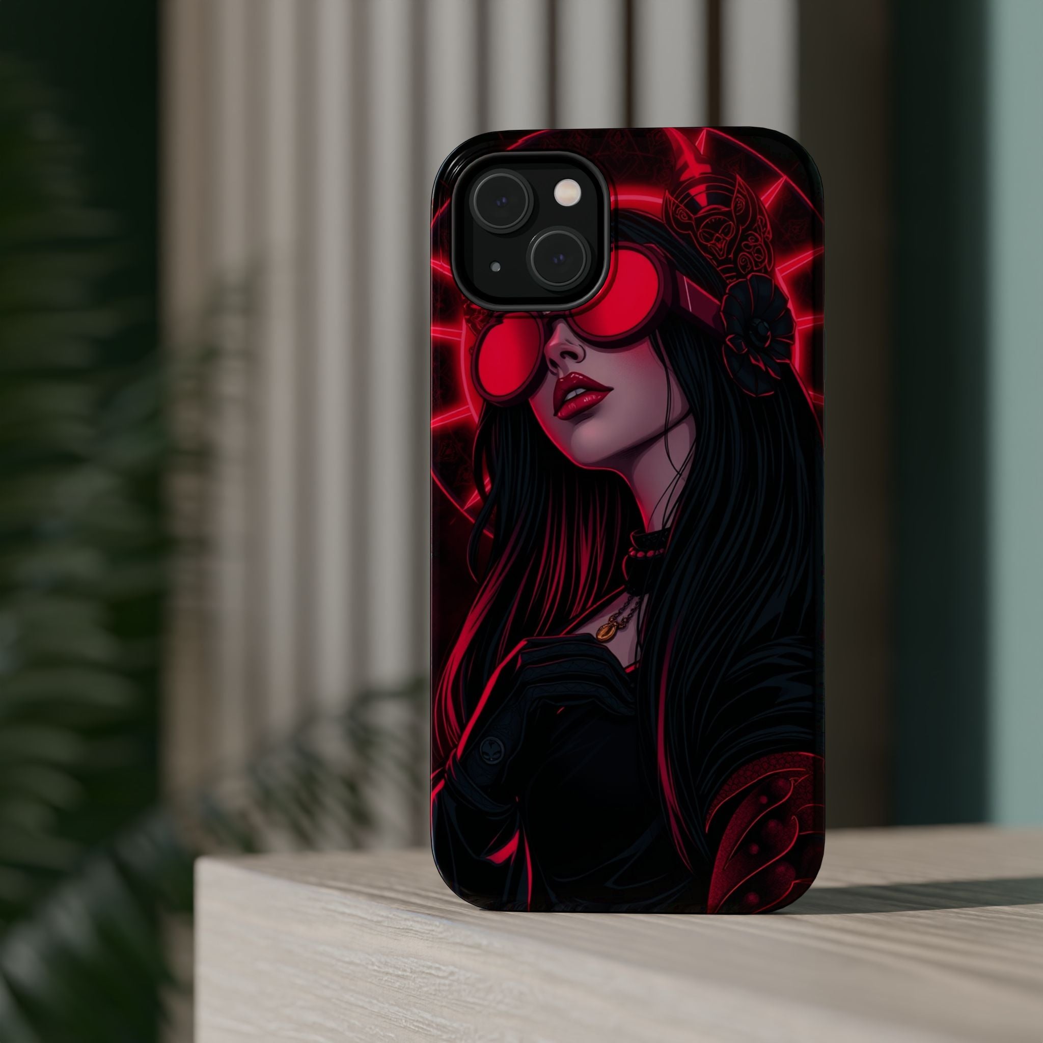 iPhone Black And Crimson Art Nouveau Female Slim Everyday Designer Case · iPhone