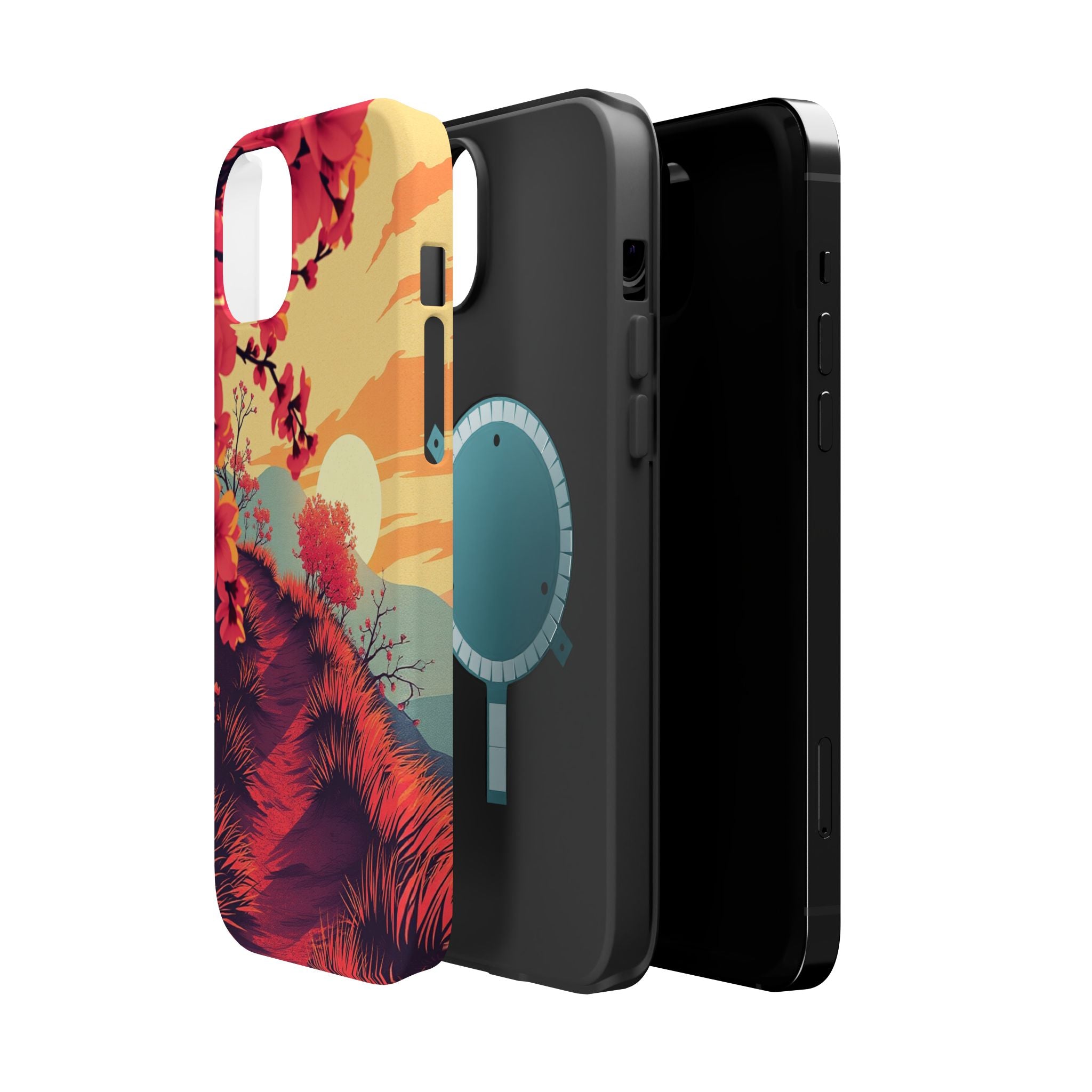 iPhone Sunset Amber And Peach Blossom Trail Soft iPhone 15 Finish · iPhone Case