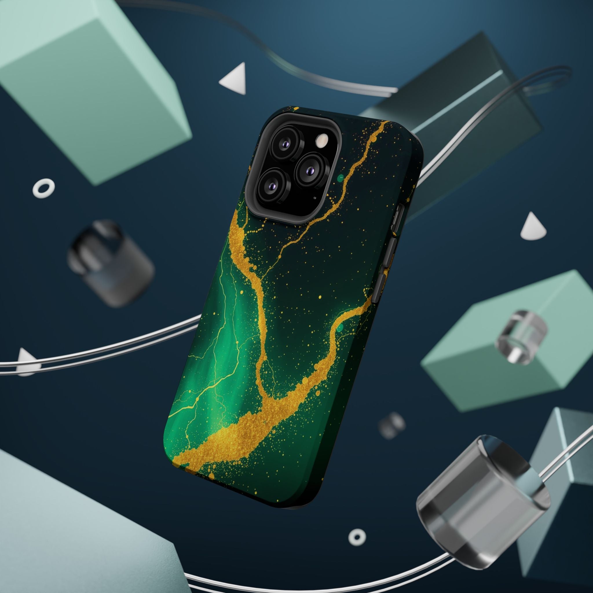 iPhone Emerald Green And Gold Petal Storm Slim iPhone Everyday Designer · iPhone