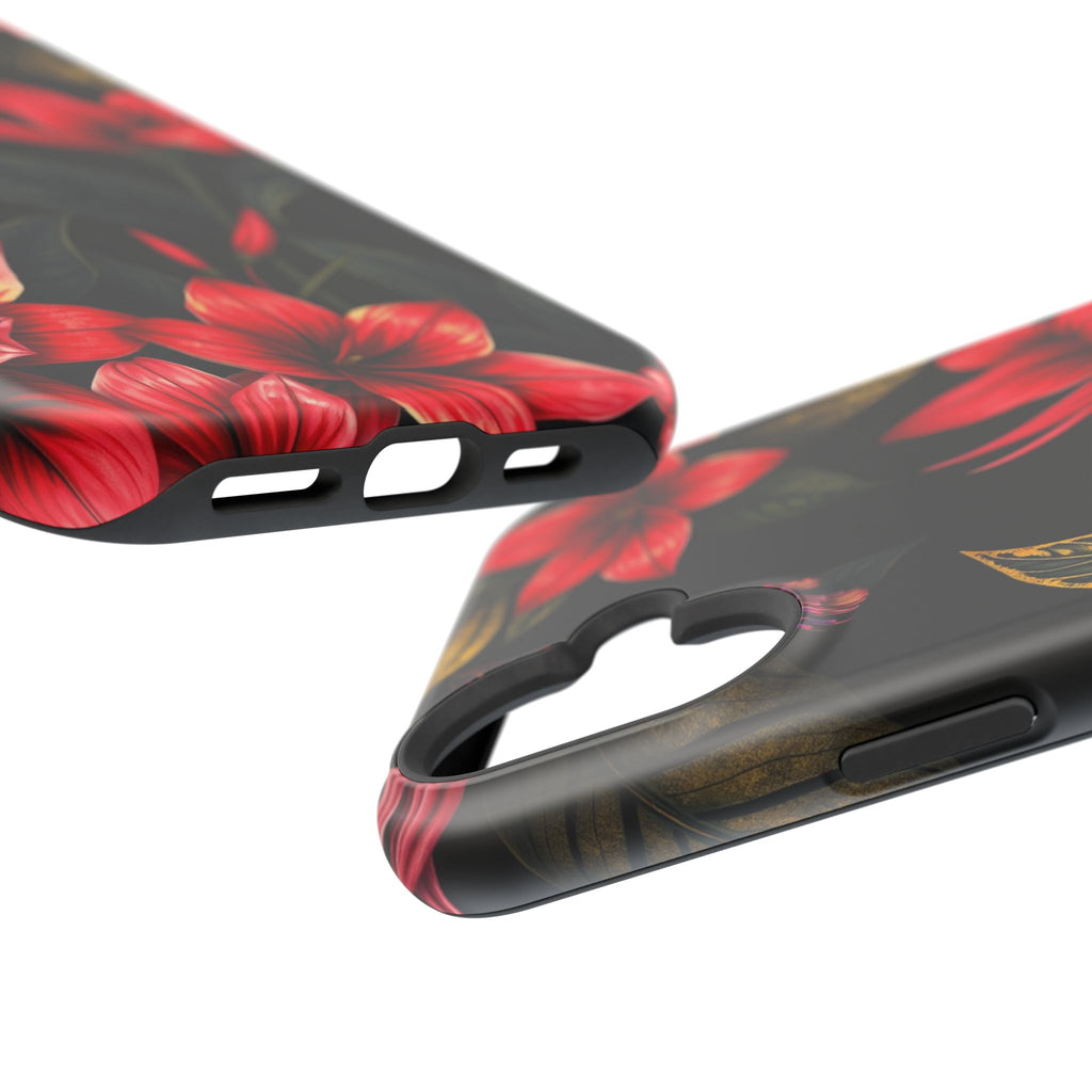 iPhone Black And Crimson Jungle Floral Slim Everyday Designer Case · iPhone Case