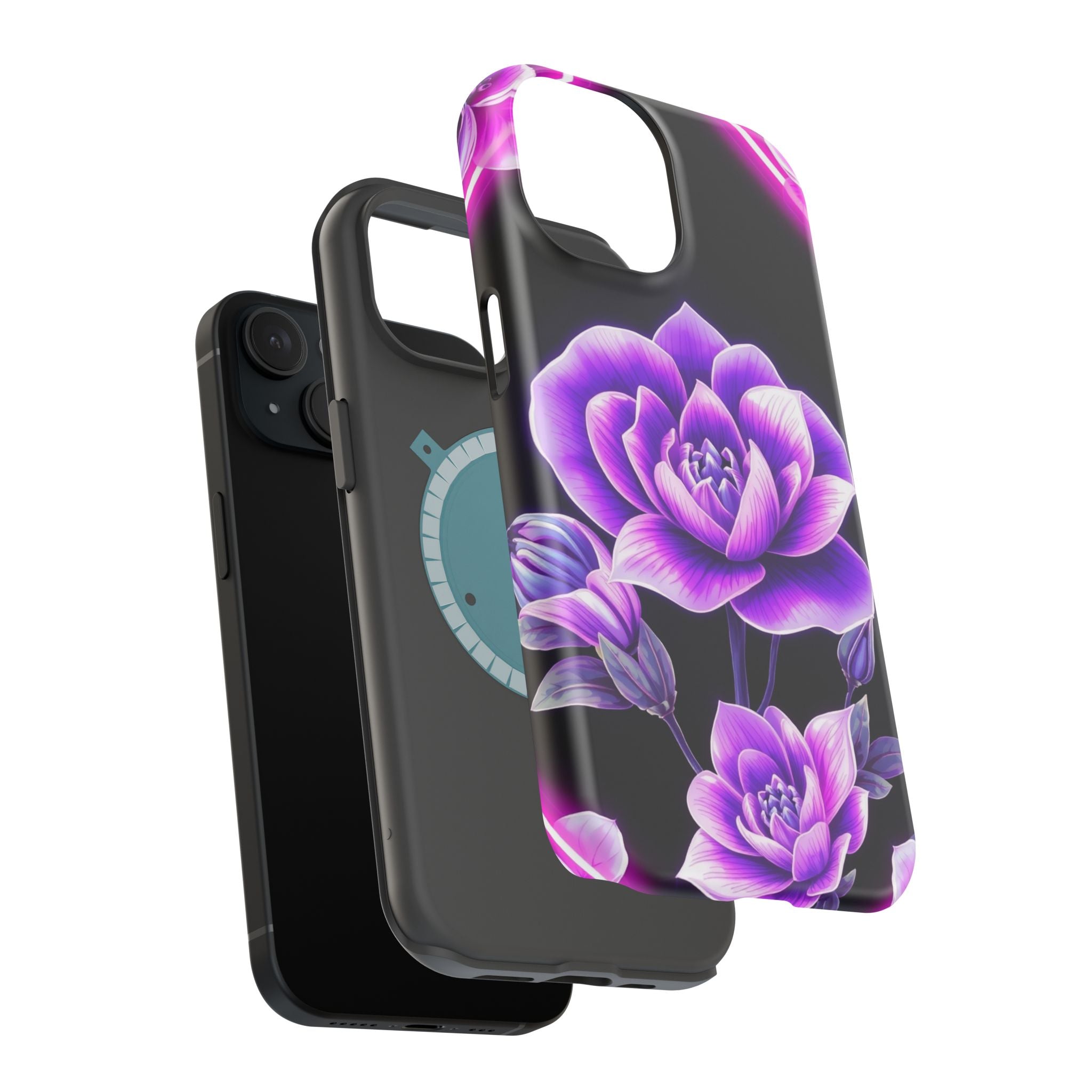 iPhone Floral Ombre Neon Cyberpunk Bold Modern Everyday Snap Case · iPhone Case