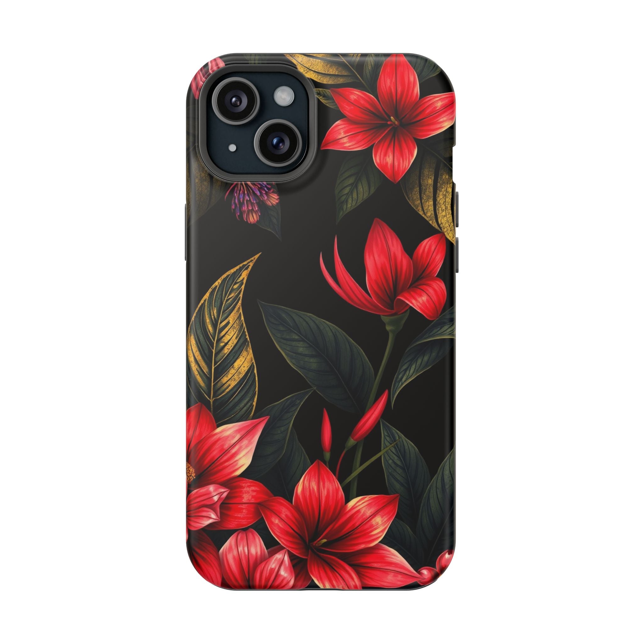 iPhone Black And Crimson Jungle Floral Slim Everyday Designer Case · iPhone Case