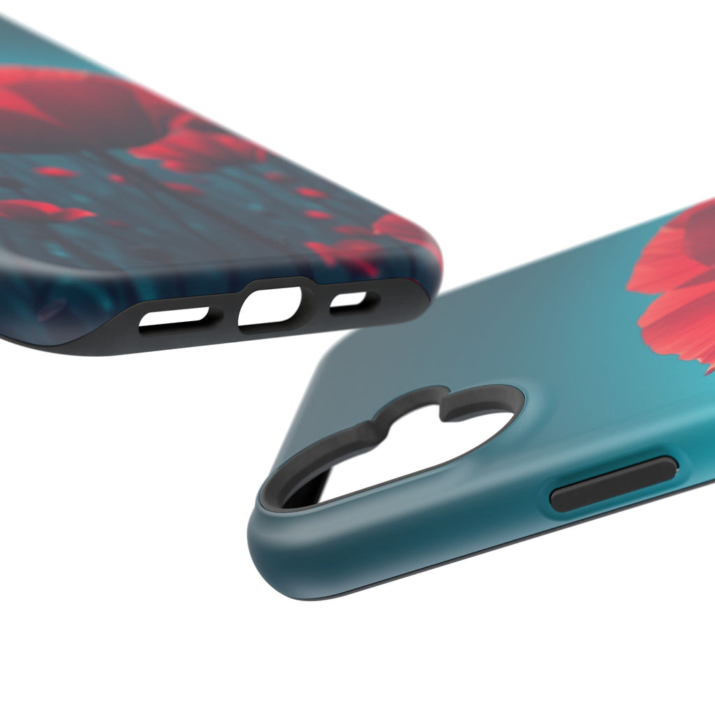 iPhone Teal And Coral Poppy Field Bold Modern Everyday Snap Case · iPhone Case