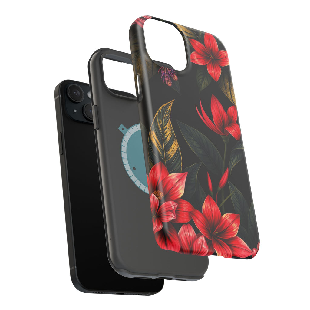 iPhone Black And Crimson Jungle Floral Slim Everyday Designer Case · iPhone Case