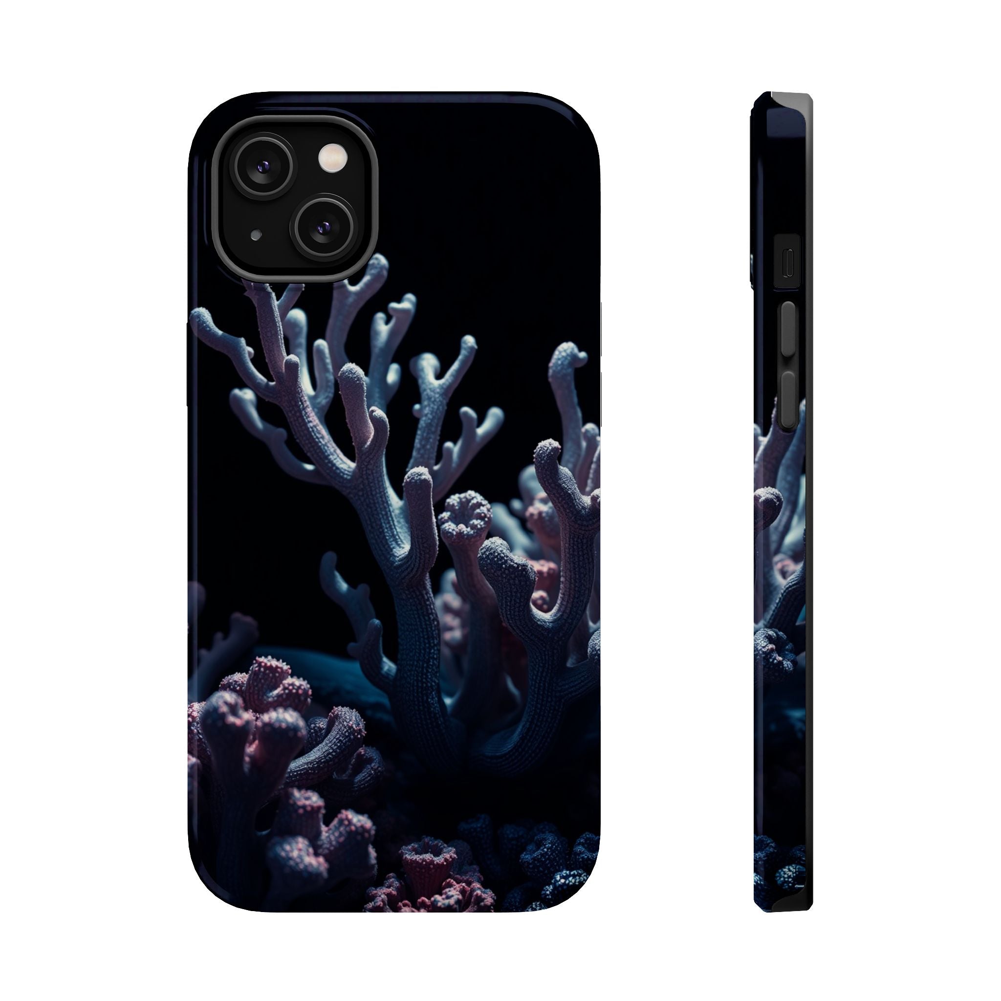 iPhone Midnight Blue And Silver Coral Reef Life Soft iPhone Finish · iPhone Case