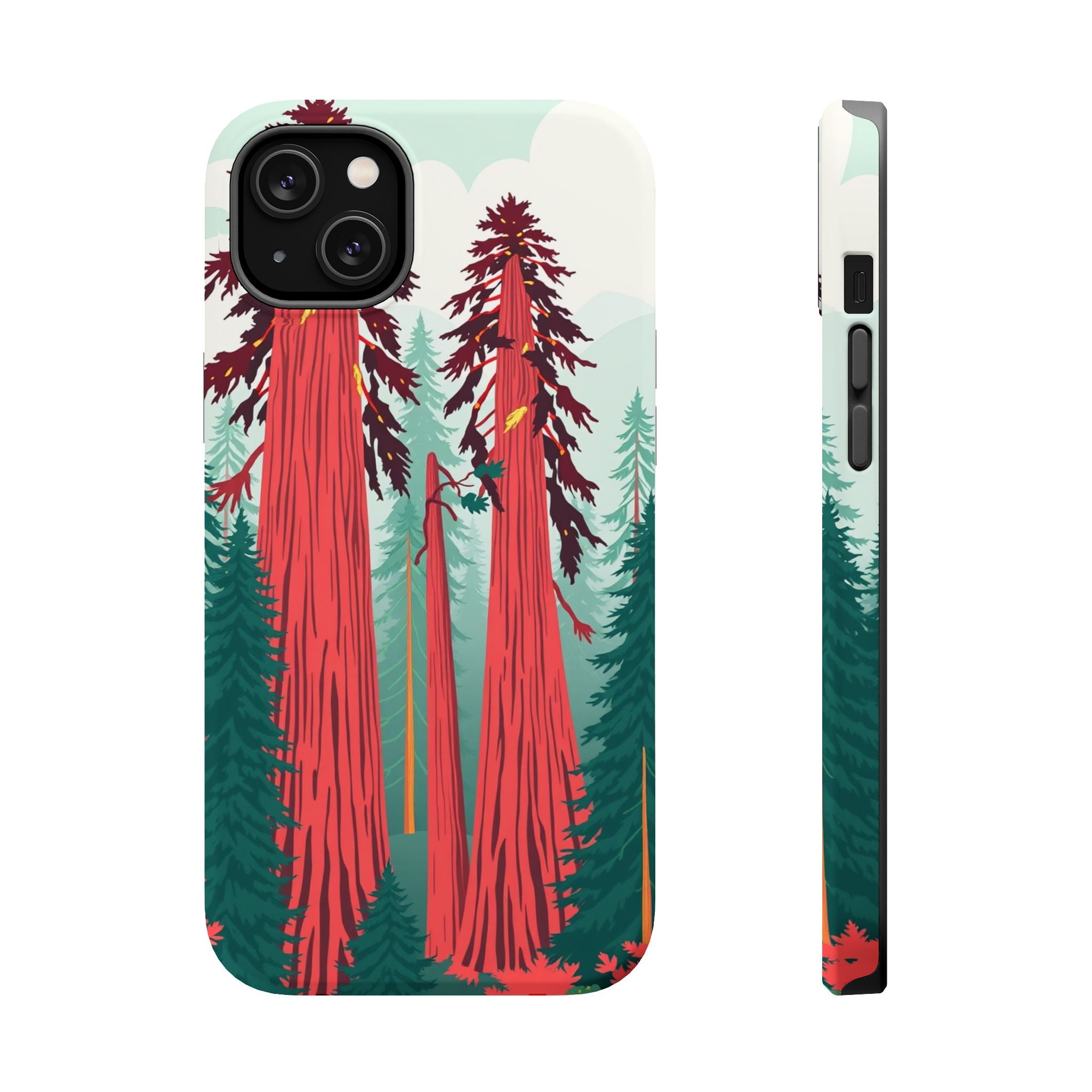 iPhone Teal And Coral Redwood Forest Slim Everyday Designer Case · iPhone Case