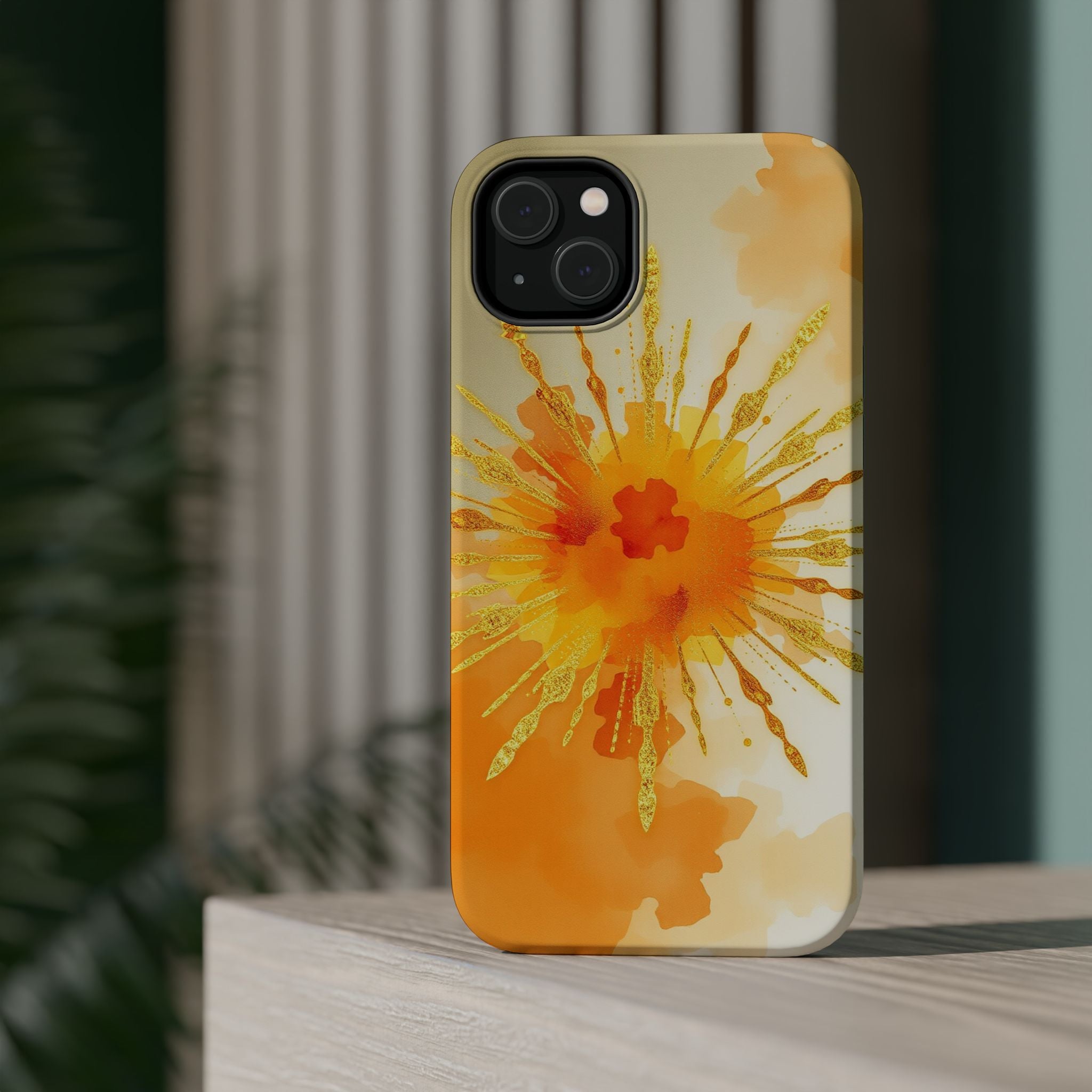 iPhone Mustard And Rust Gold Foil Burst Slim Everyday iPhone Designer · iPhone C