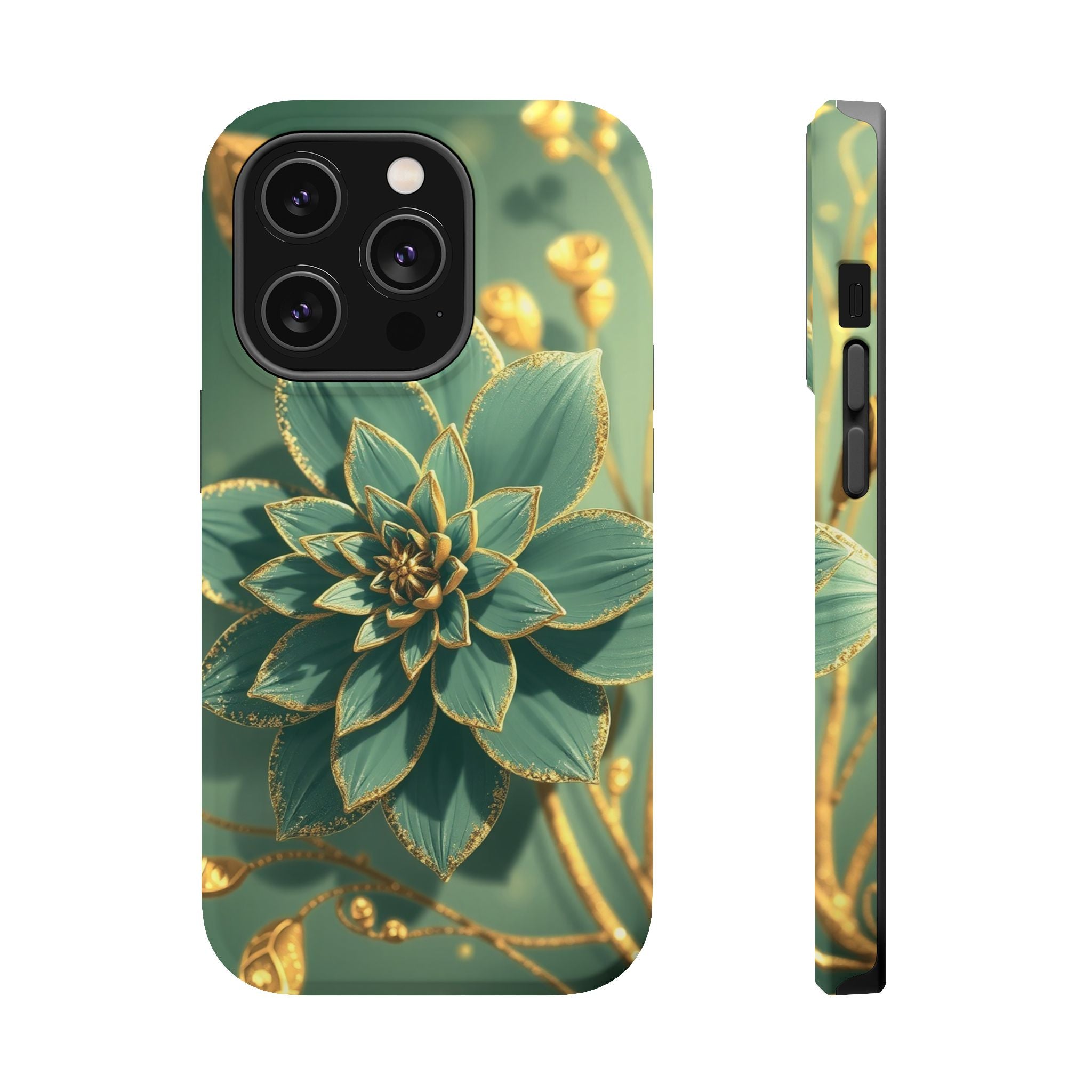iPhone Floral Gold Foil Pixel Art -Bit Slim Everyday Designer Case · iPhone Case