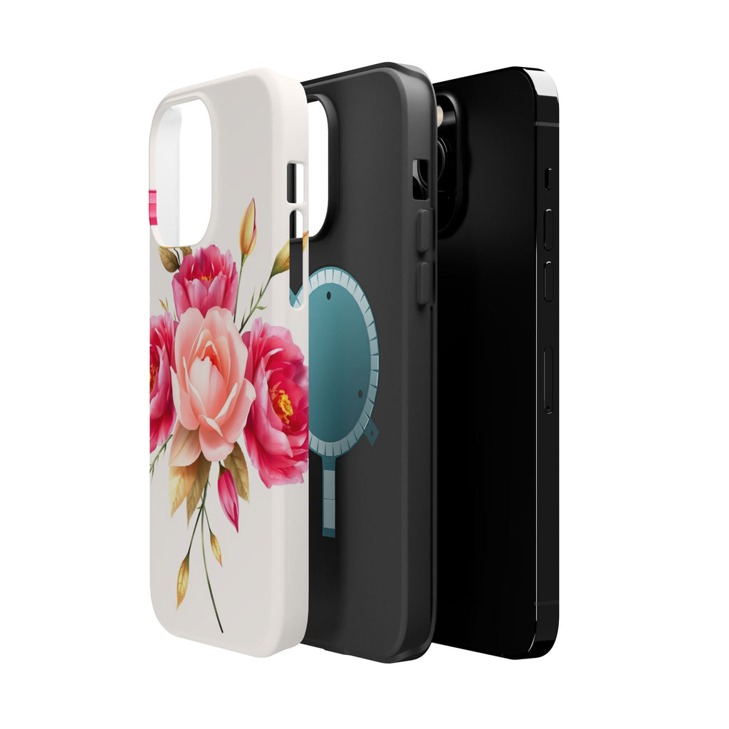 iPhone Rose Pink And Cream Neon Floral Slim Everyday Designer Case · iPhone Case
