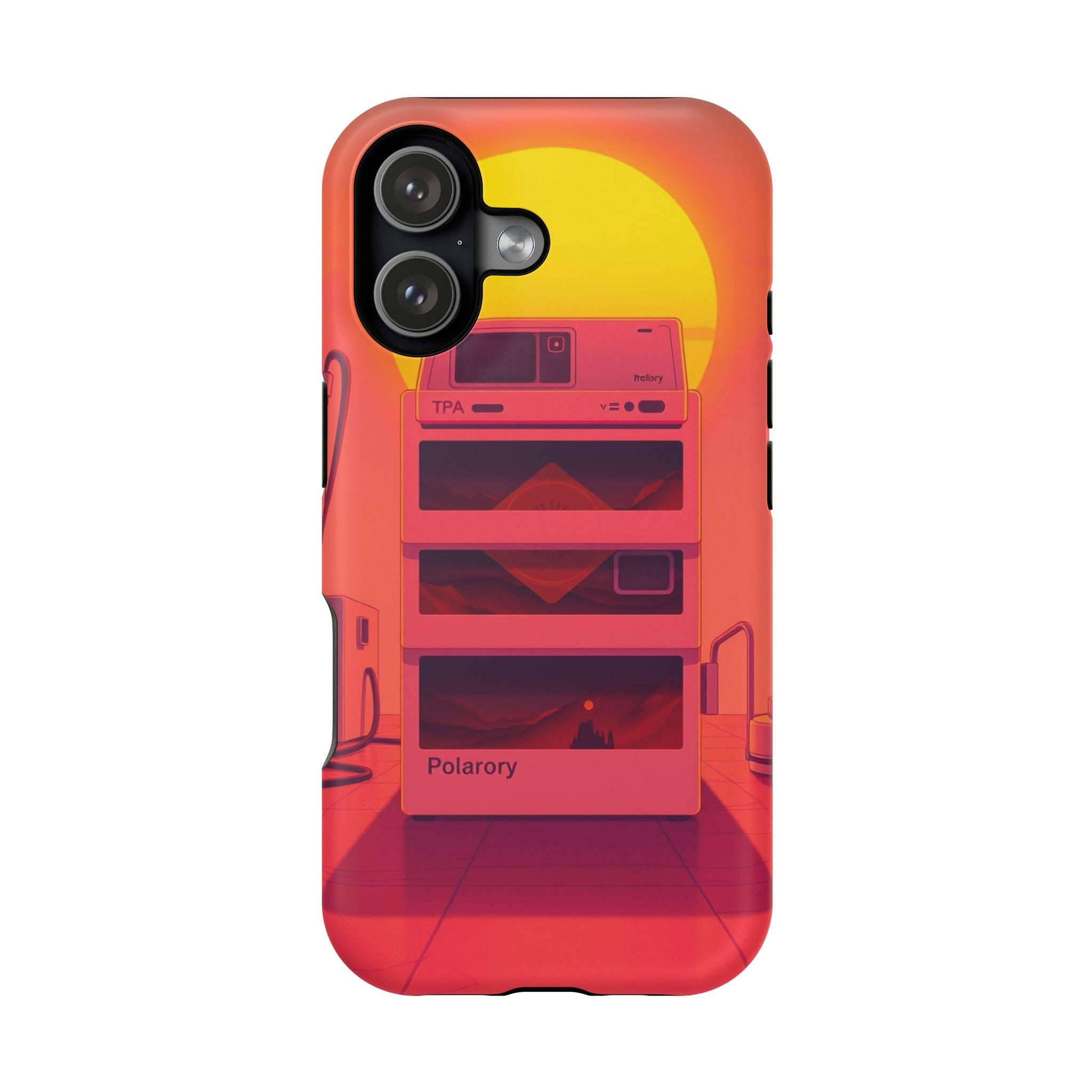 iPhone Polaroid Stack Memory Neon Cyberpunk Slim Everyday Designer Case · iPhone