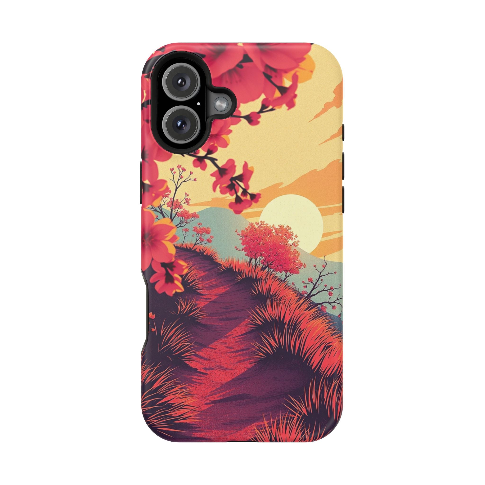 iPhone Sunset Amber And Peach Blossom Trail Soft iPhone 15 Finish · iPhone Case