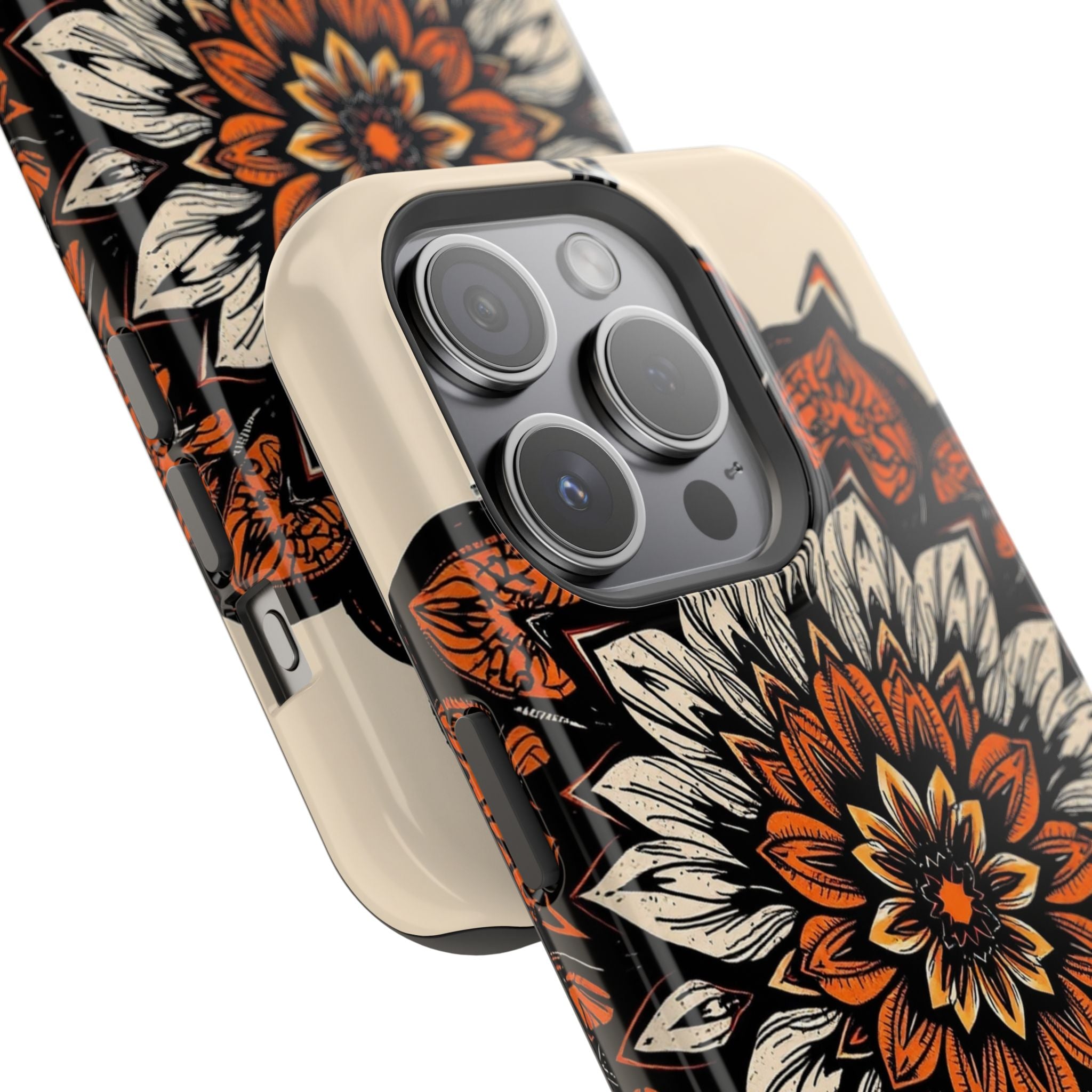 iPhone Burnt Orange And Sand Floral Mandala Slim Snap Cas Carry Case · iPhone Ca