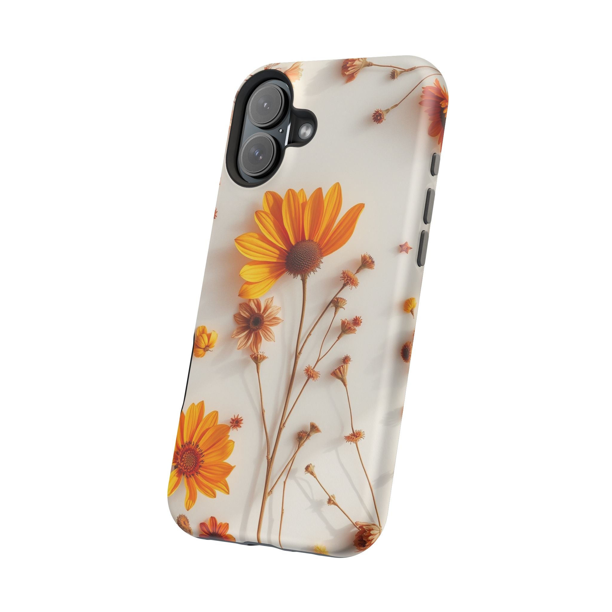 iPhone Mustard And Rust Dried Flower Flat Lay Carry Case Slim Snap Case · iPhone