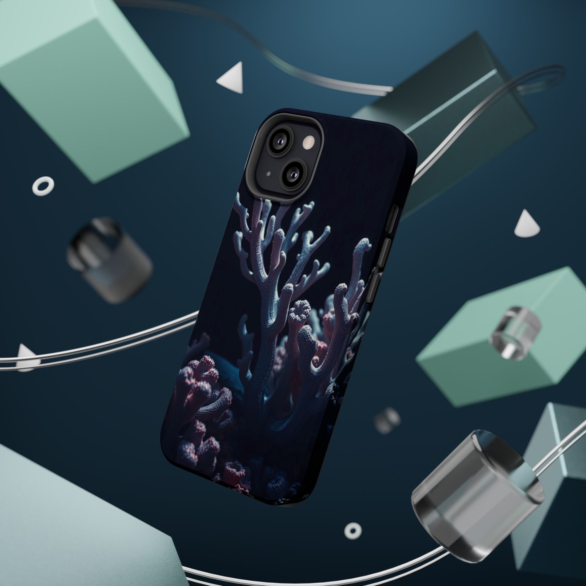 iPhone Midnight Blue And Silver Coral Reef Life Soft iPhone Finish · iPhone Case