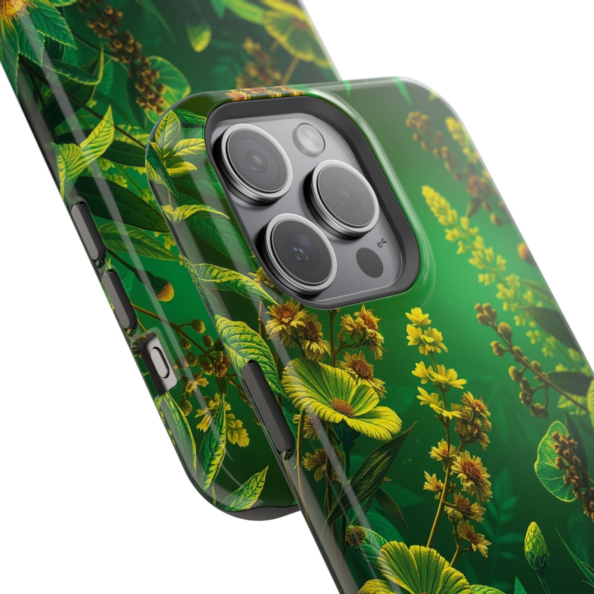iPhone Emerald Green And Gold Vintage Botanicals Print Slim Snap Case · iPhone C