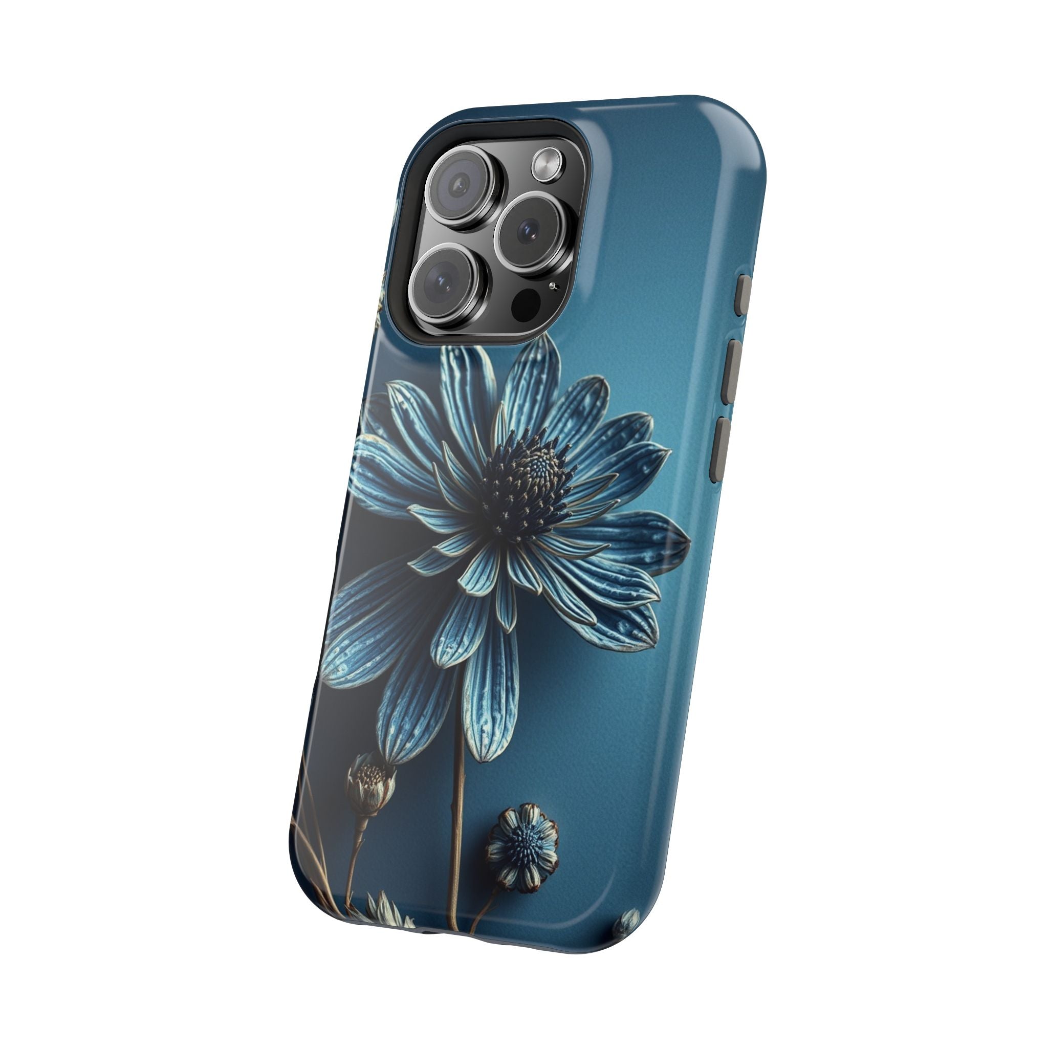 iPhone Midnight Blue And Silver Dried Flower Flat Lay iPhone 15 · iPhone Case
