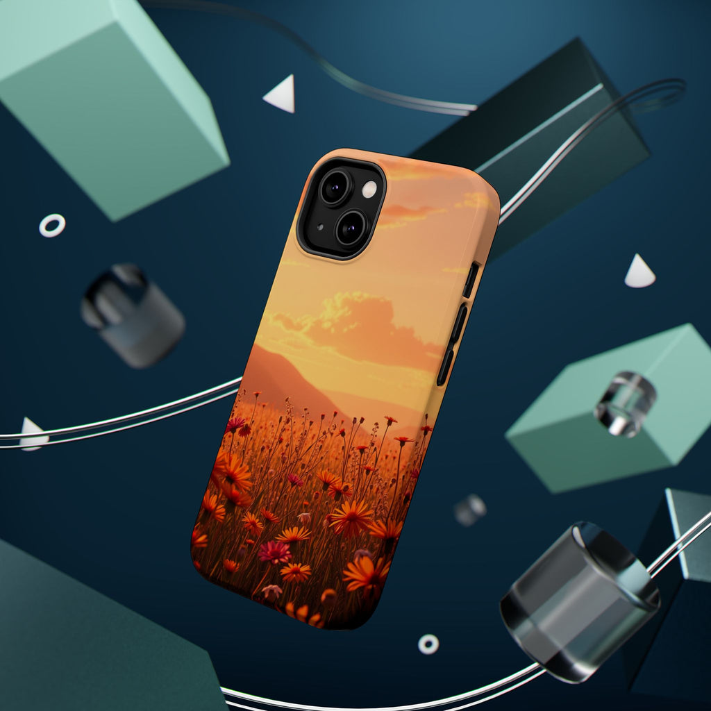 iPhone Sunset Amber And Peach Wildflower Field Soft iPhone Finish · iPhone Case