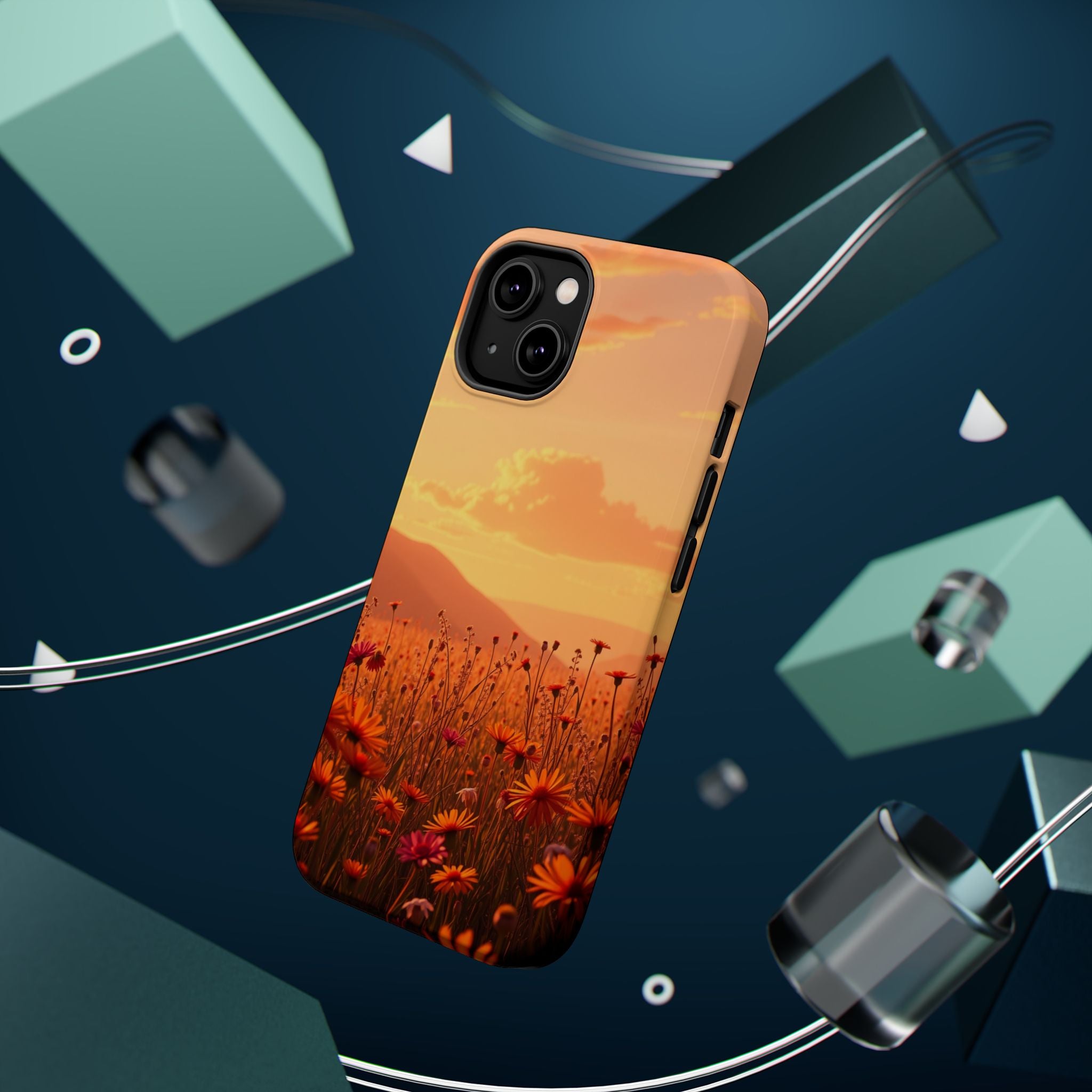 iPhone Sunset Amber And Peach Wildflower Field Soft iPhone Finish · iPhone Case