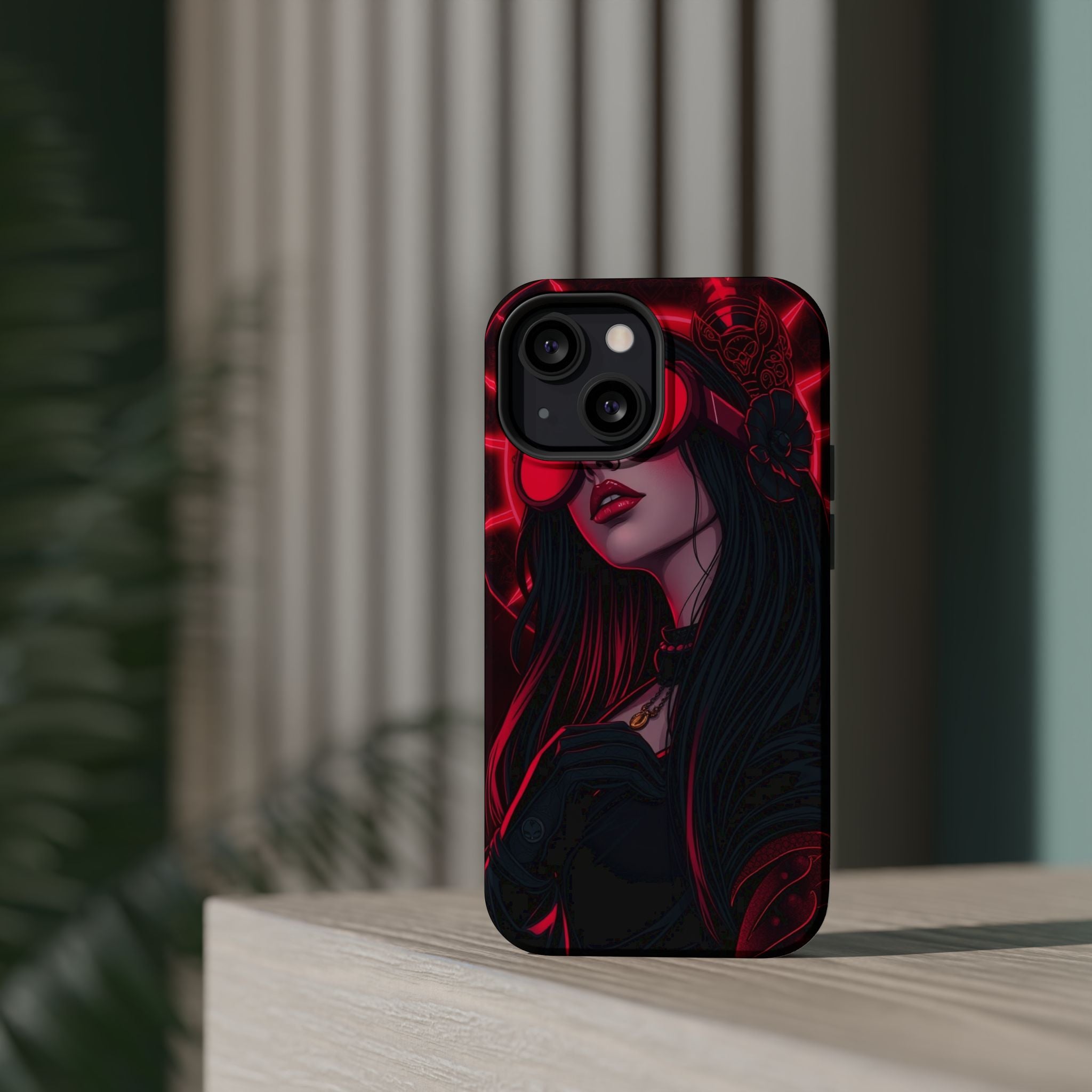 iPhone Black And Crimson Art Nouveau Female Slim Everyday Designer Case · iPhone