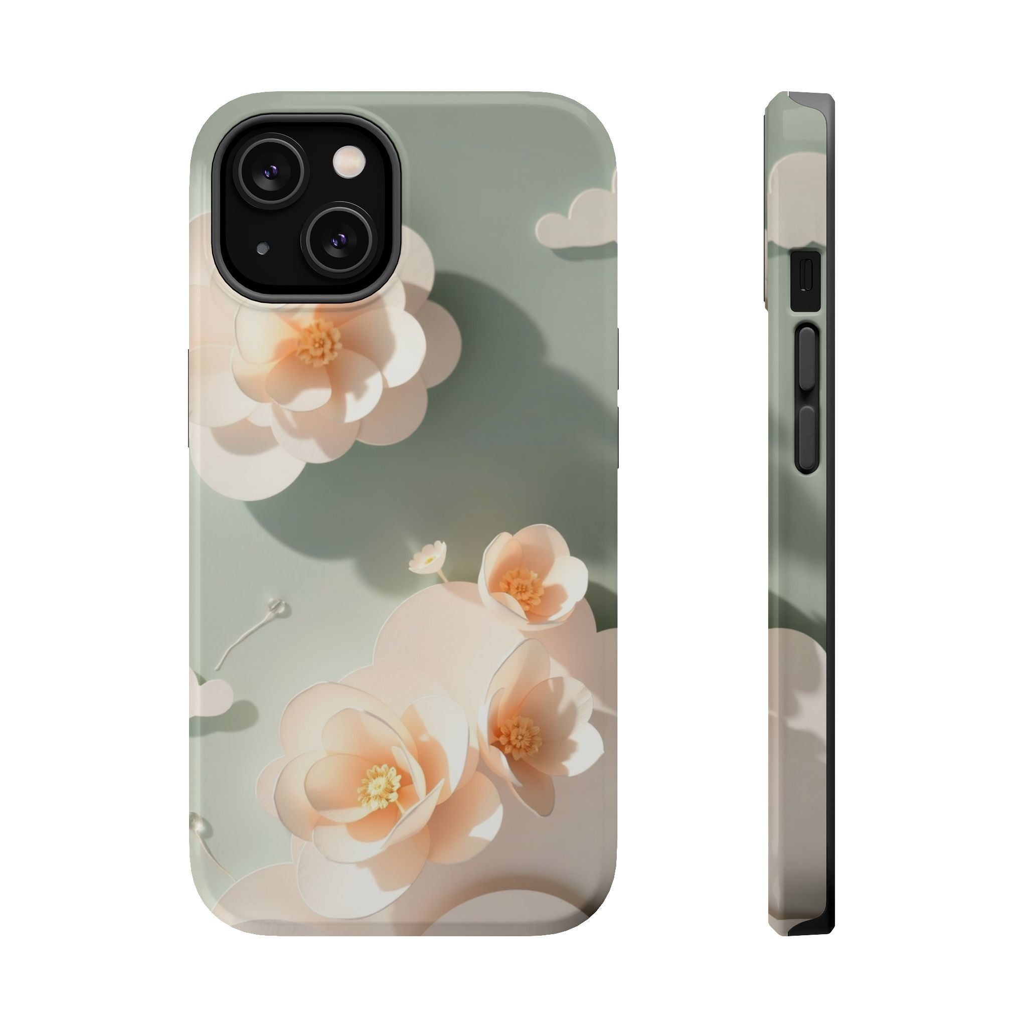 iPhone Sage And Ivory Pastel Floral Cloud Slim iPhone Everyday Designer · iPhone