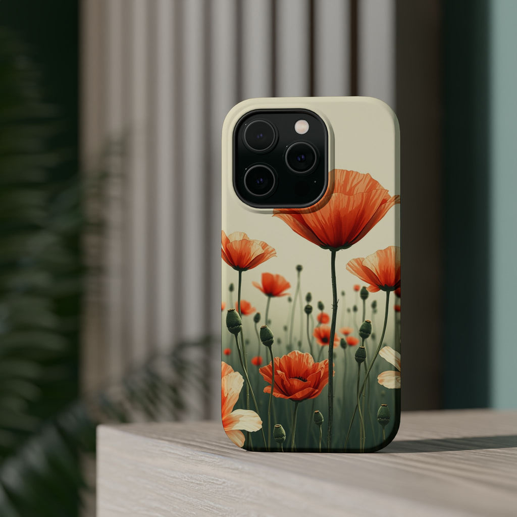 iPhone Sage And Ivory Poppy Field Bold Modern Everyday Snap Case · iPhone Case