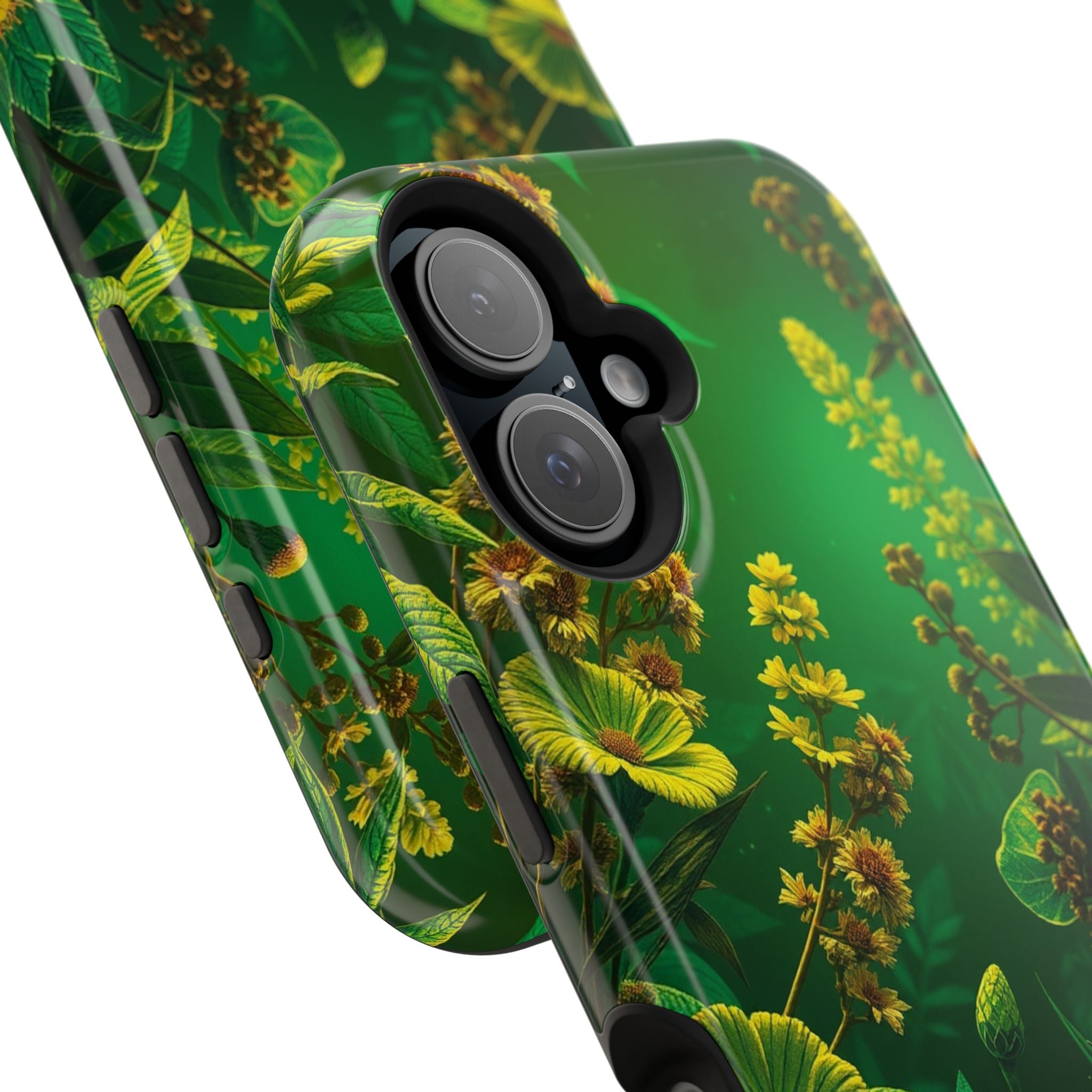 iPhone Emerald Green And Gold Vintage Botanicals Print Slim Snap Case · iPhone C