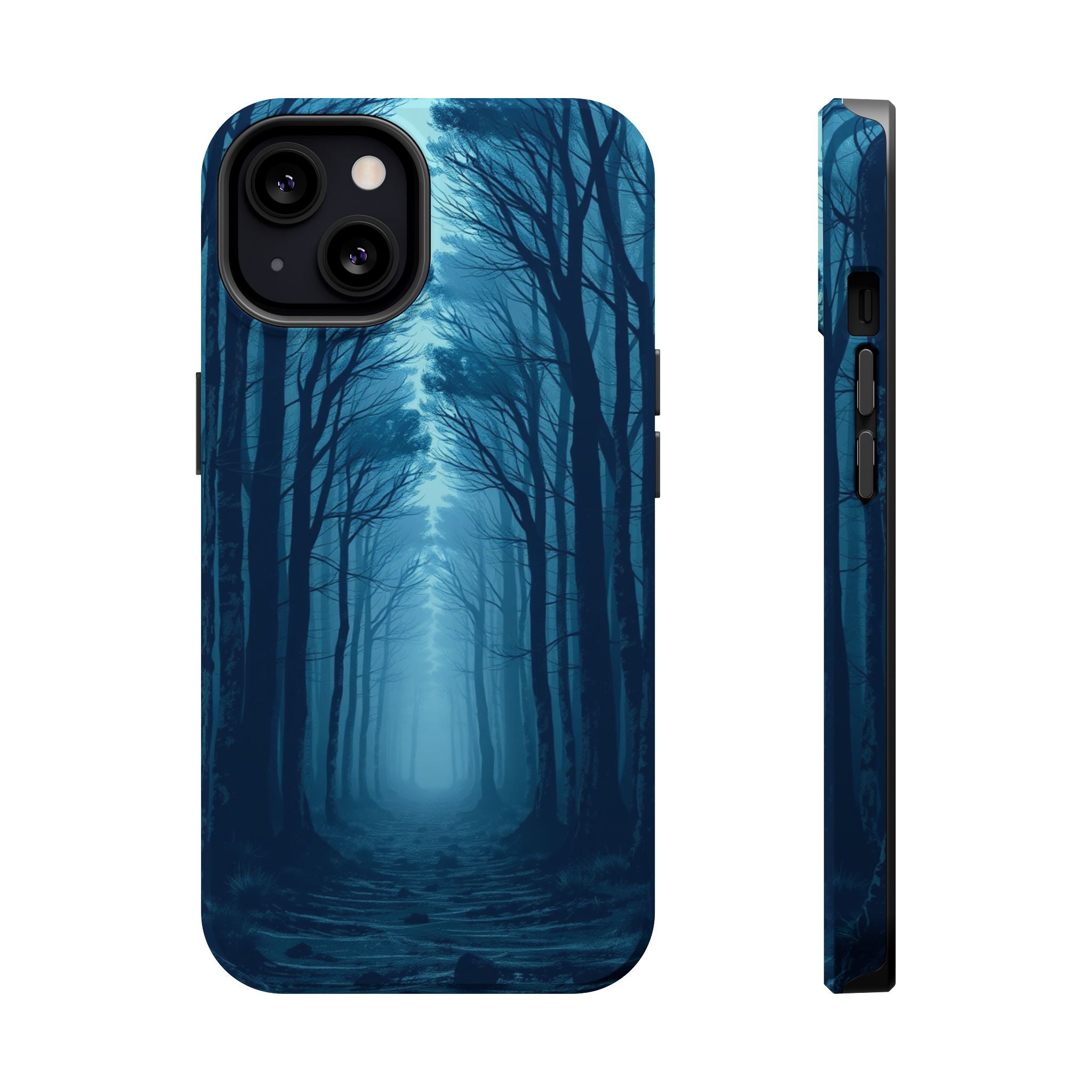 iPhone Midnight Blue And Silver Misty Forest Path iPhone Clean Minimal · iPhone