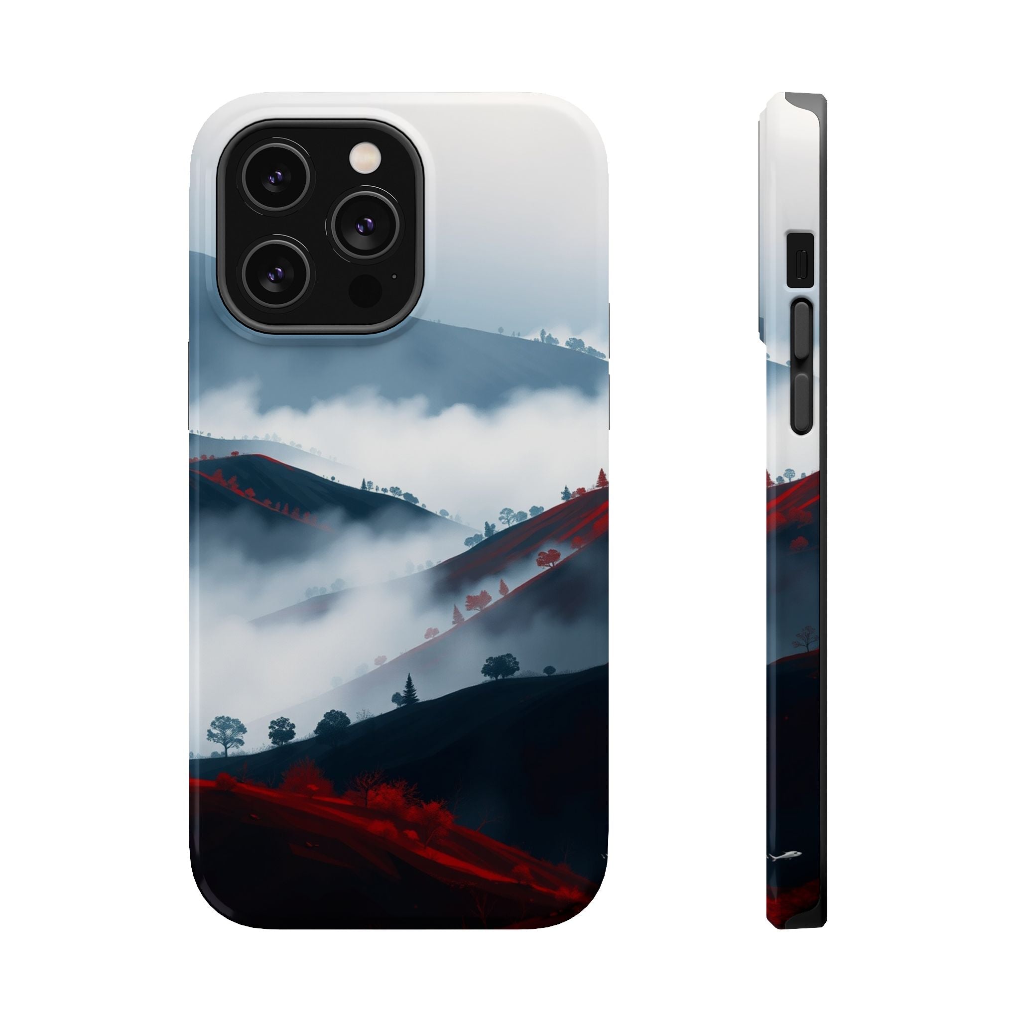 iPhone Black And Crimson Fog Rolling Over Hills Soft iPhone Finish · iPhone Case