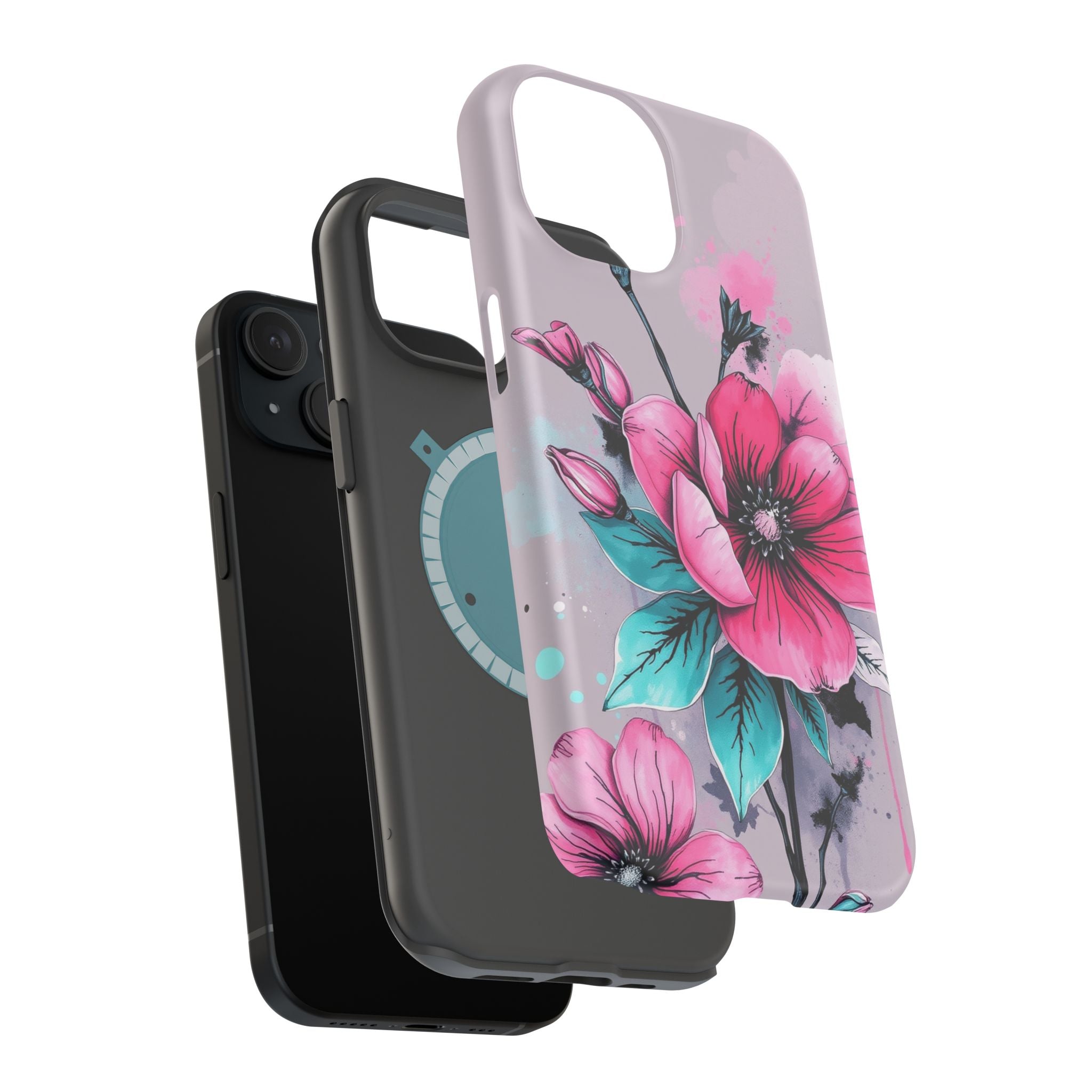 iPhone Mint And Blush Floral Ink Wash Slim Everyday Designer Case · iPhone Case