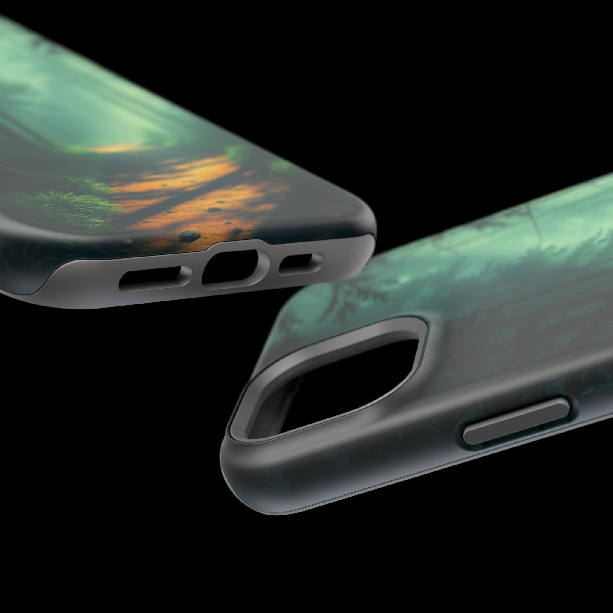 iPhone Emerald Green And Gold Misty Forest Path Soft iPhone Finish · iPhone Case