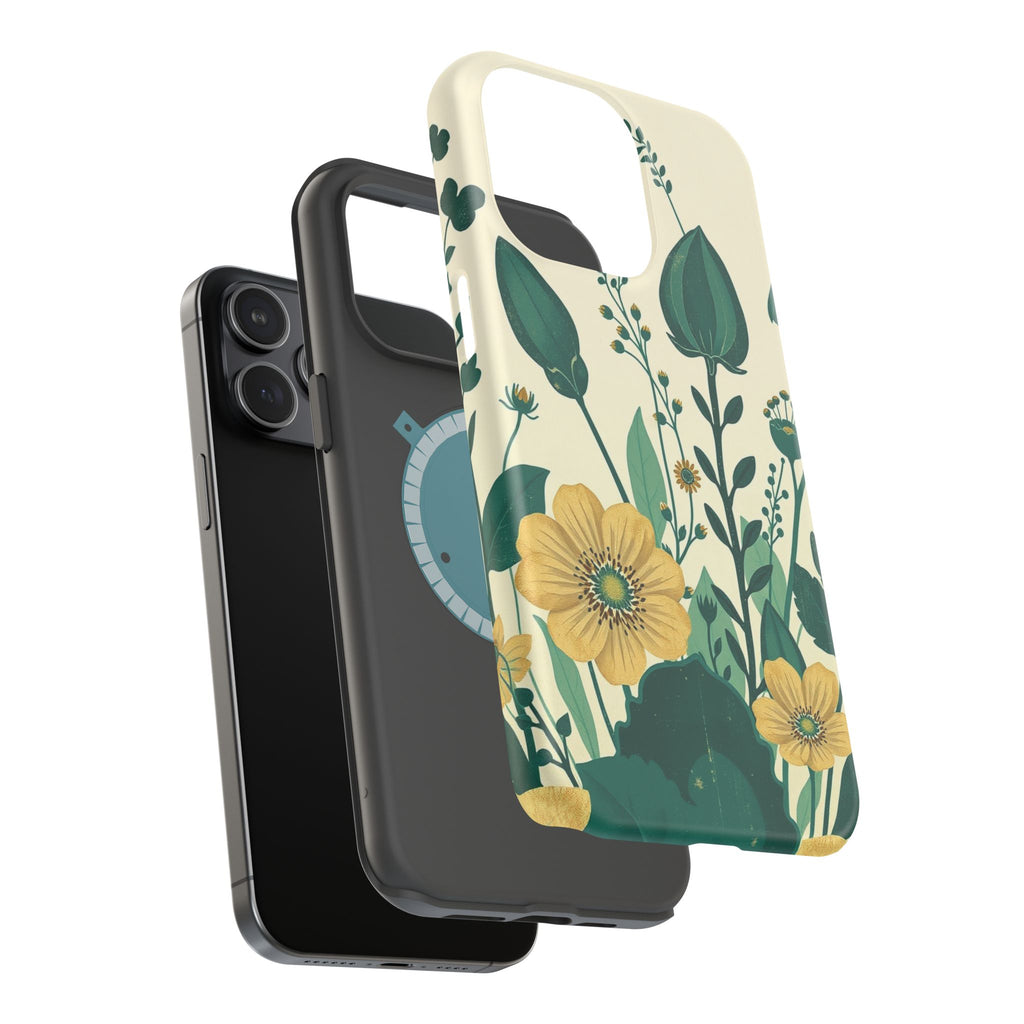 iPhone Emerald Green And Gold Pressed Botanicals Clean iPhone Minimal · iPhone C