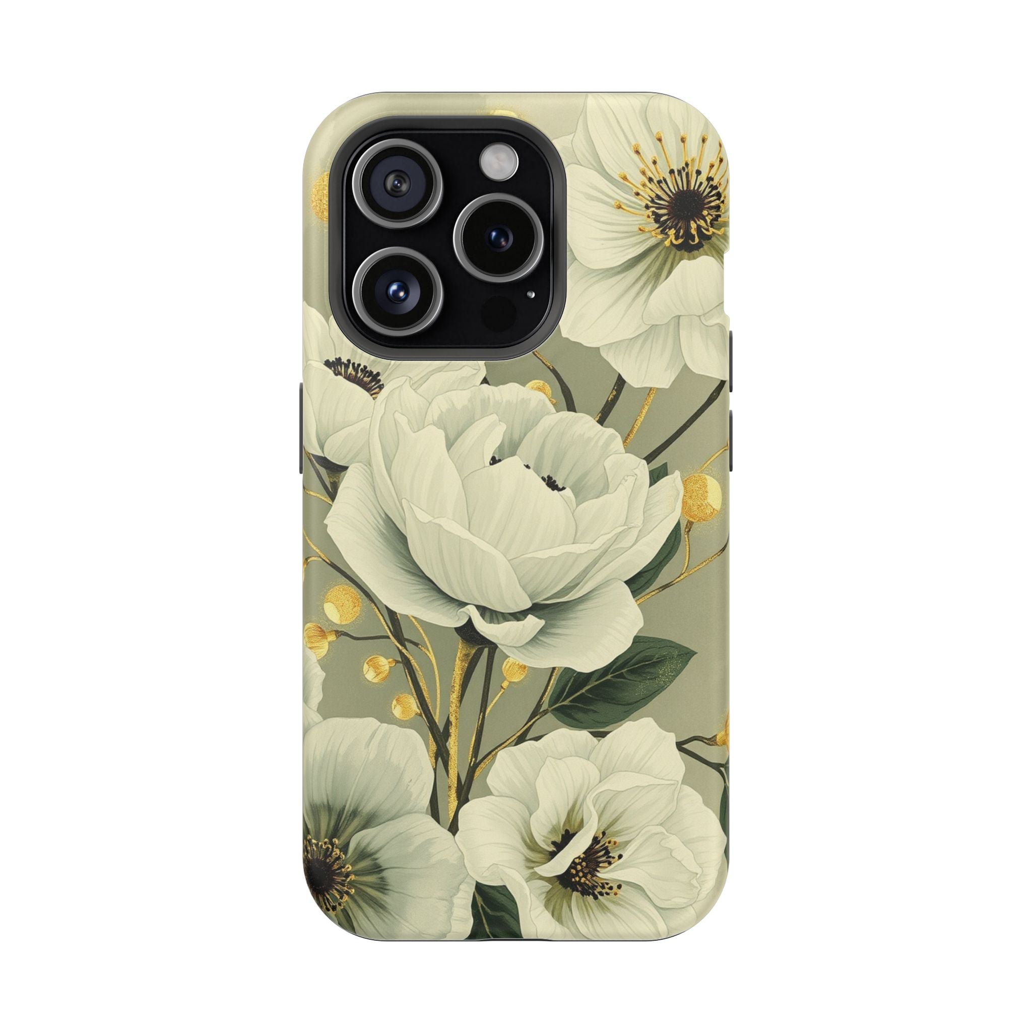 iPhone Sage And Ivory Floral Ink Wash Slim Everyday iPhone 14 Designer · iPhone