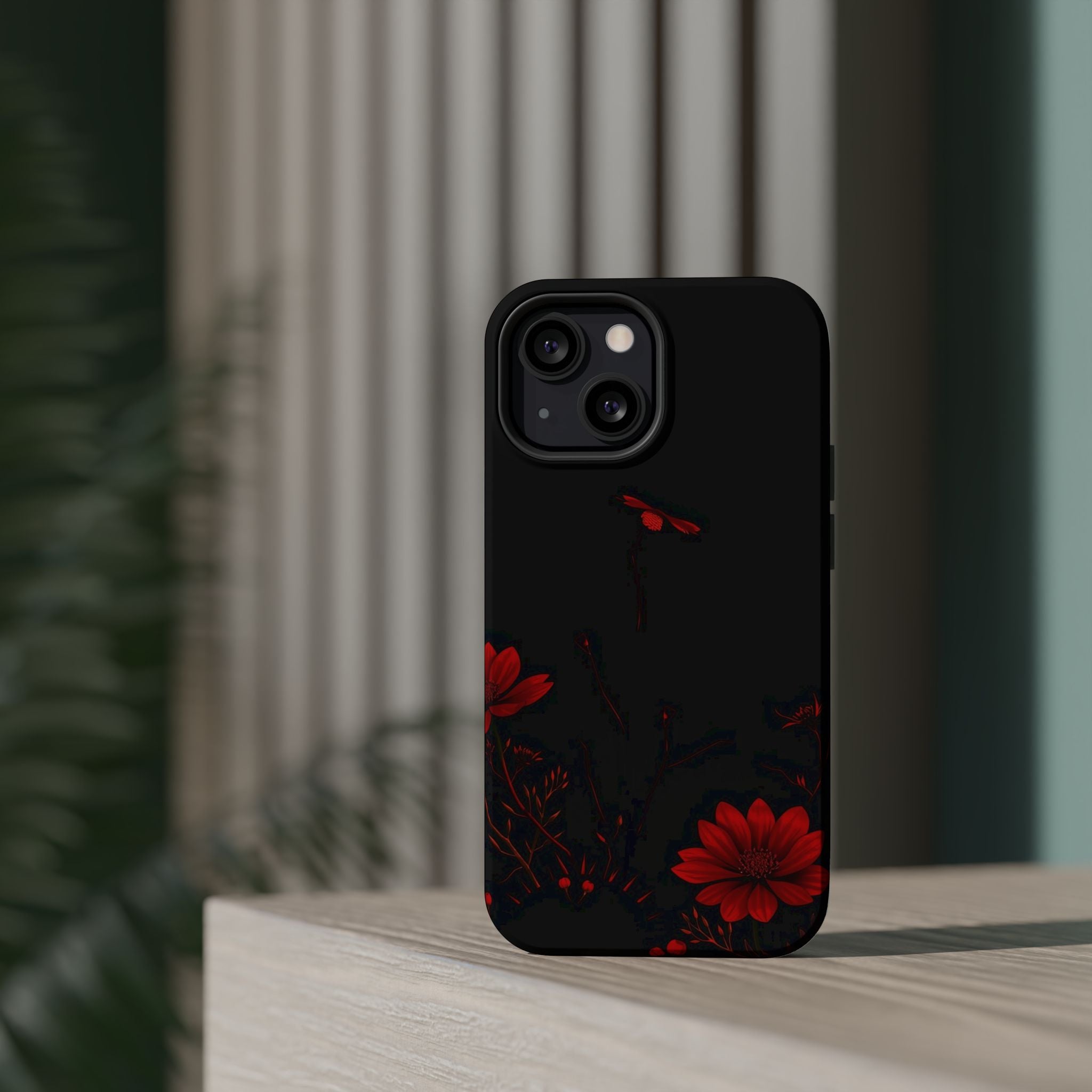 iPhone Black And Crimson Desert Flower Slim Everyday Designer Case · iPhone Case